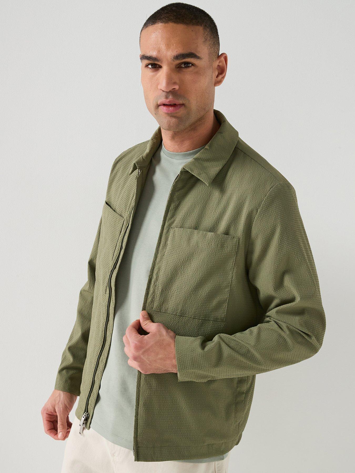  image of calvin-klein-seersucker-zip-through-blouson-jacket-green