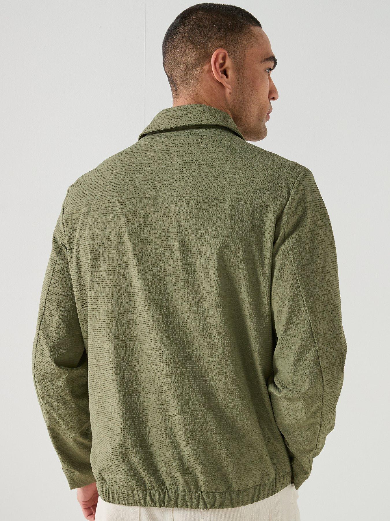  image of calvin-klein-seersucker-zip-through-blouson-jacket-green