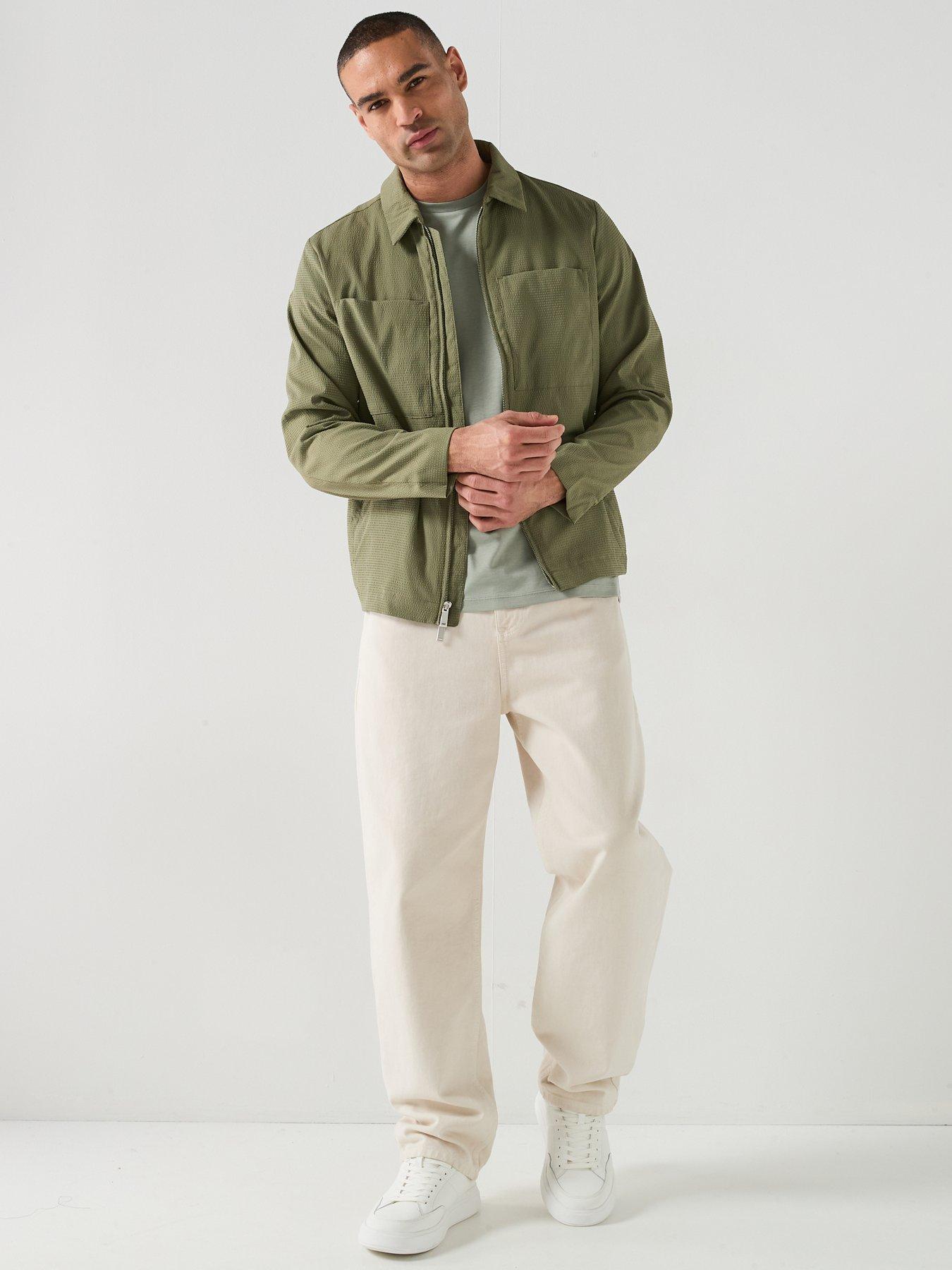  image of calvin-klein-seersucker-zip-through-blouson-jacket-green
