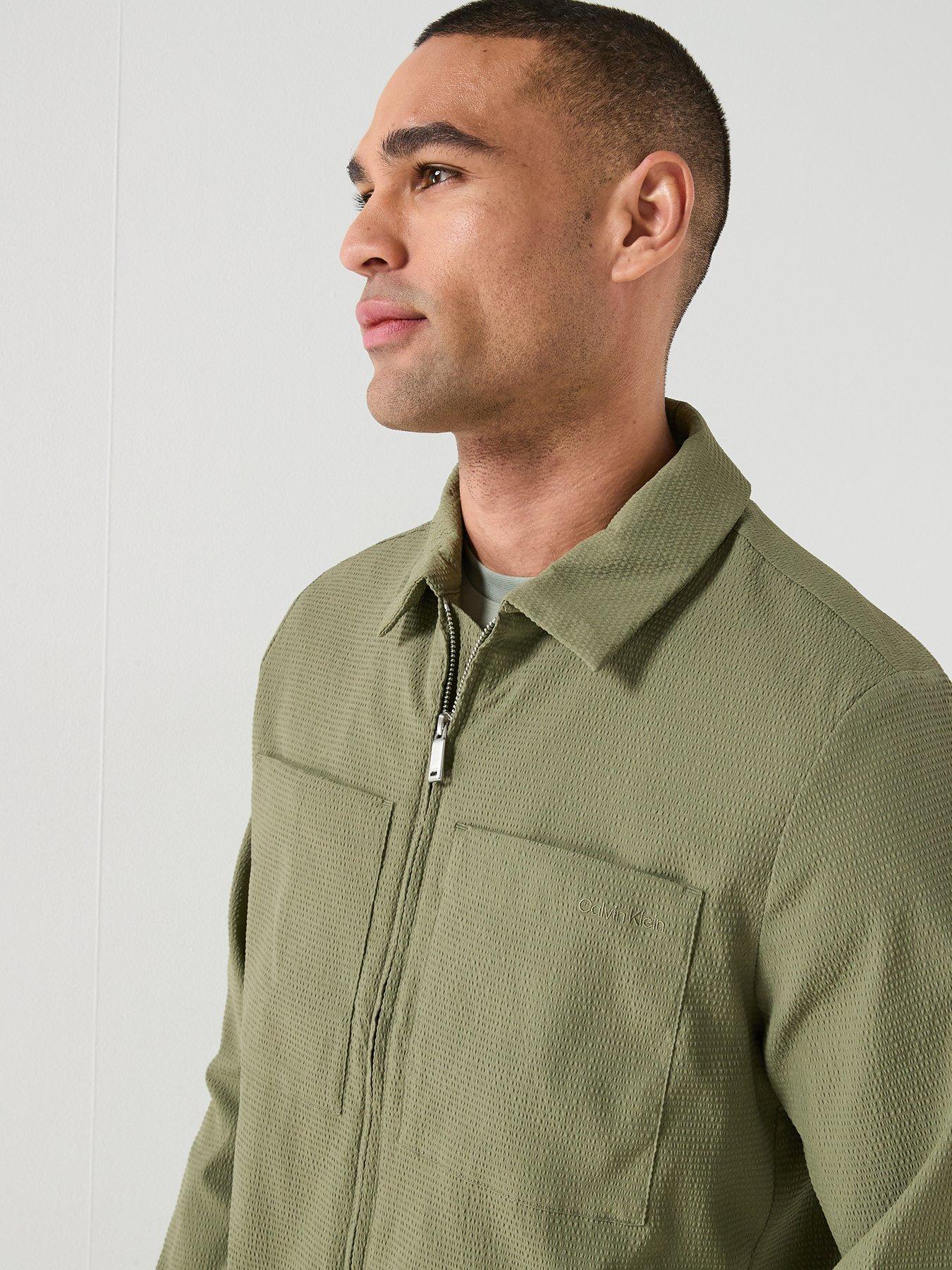  image of calvin-klein-seersucker-zip-through-blouson-jacket-green