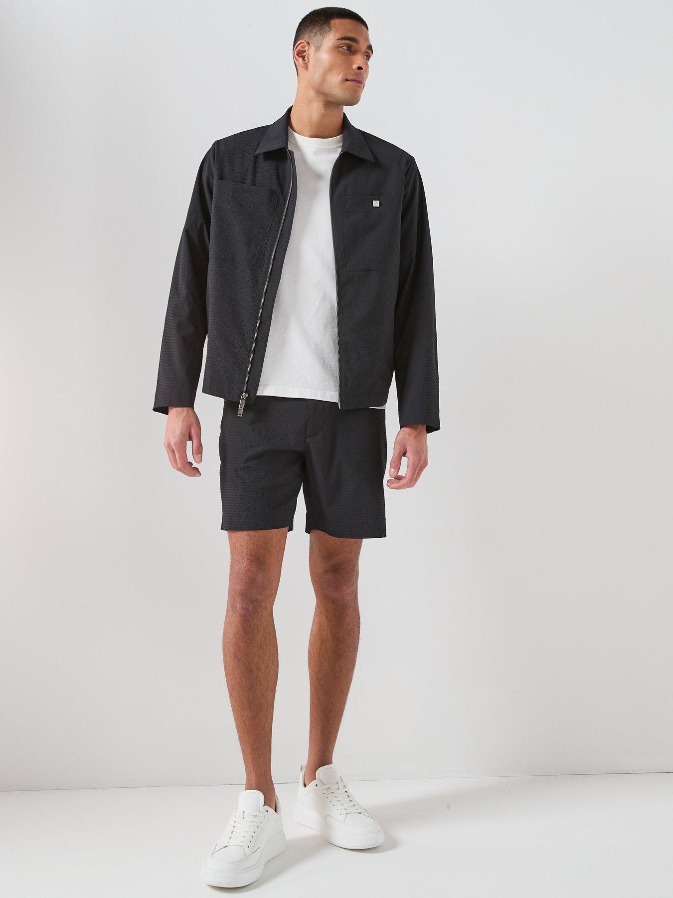 Image 3 of 6 of Calvin Klein Seersucker Zip Through Blouson Jacket - Black