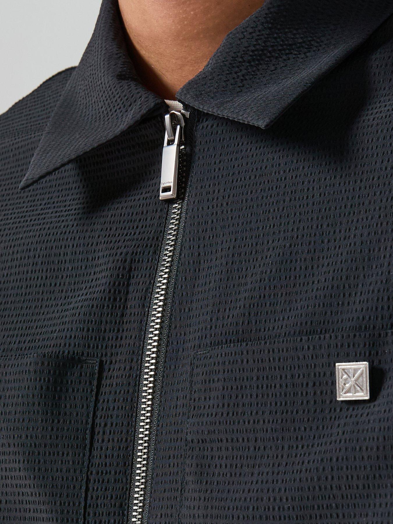Image 5 of 6 of Calvin Klein Seersucker Zip Through Blouson Jacket - Black