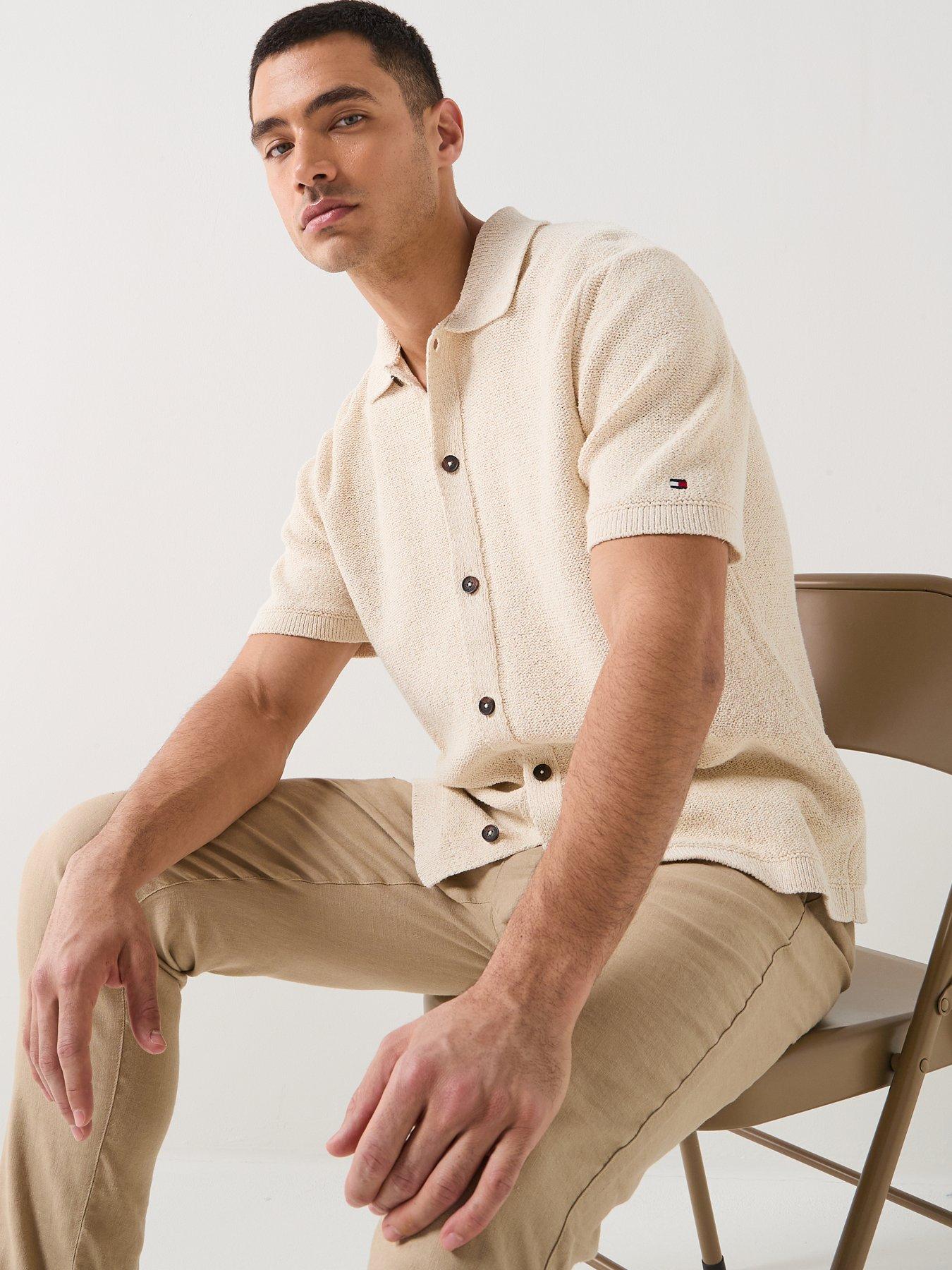 Tommy Hilfiger Knitted Short Sleeve Shirt - Beige