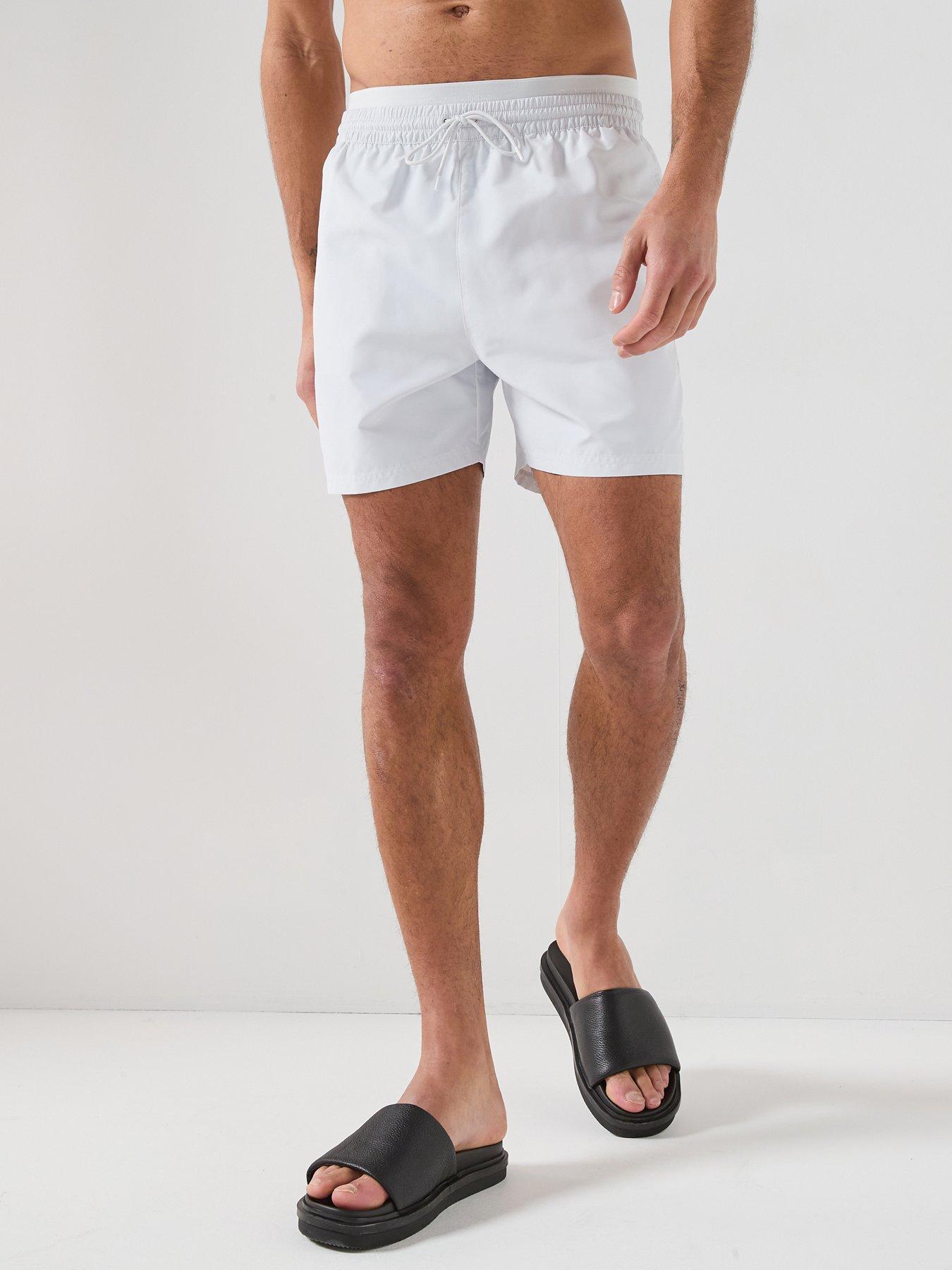 Calvin Klein Calvin Klein Essential Double Waistband Medium Swim Shorts - Light Grey