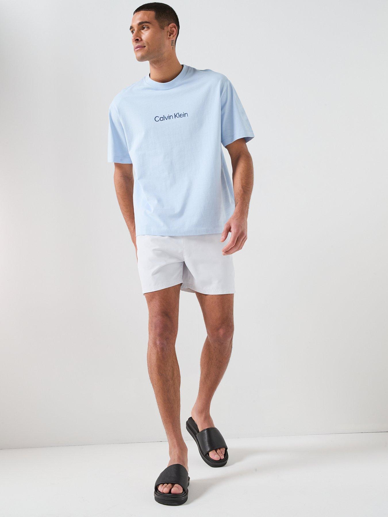 Image 3 of 6 of Calvin Klein Essential Double Waistband Medium Swim Shorts - Light Grey