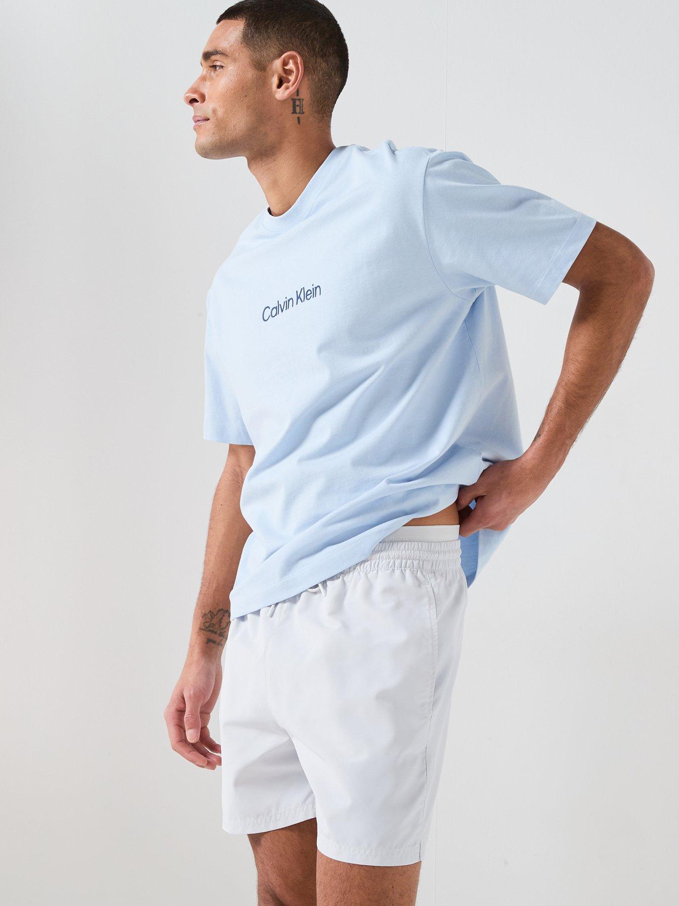 Image 6 of 6 of Calvin Klein Essential Double Waistband Medium Swim Shorts - Light Grey