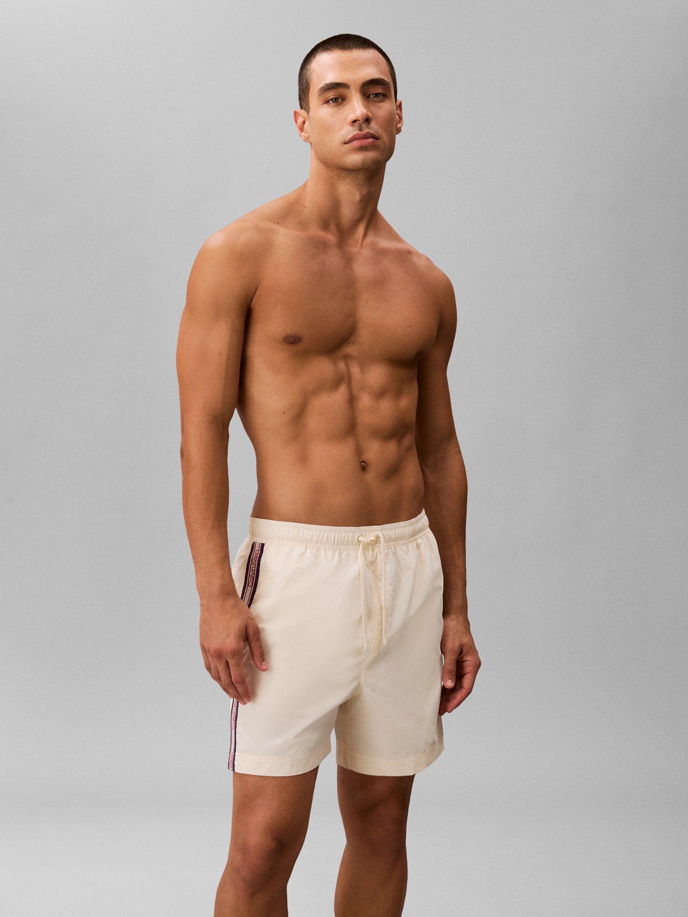 Calvin Klein Calvin Klein Retro Sport Side Tape Logo Medium Swim Shorts - Beige