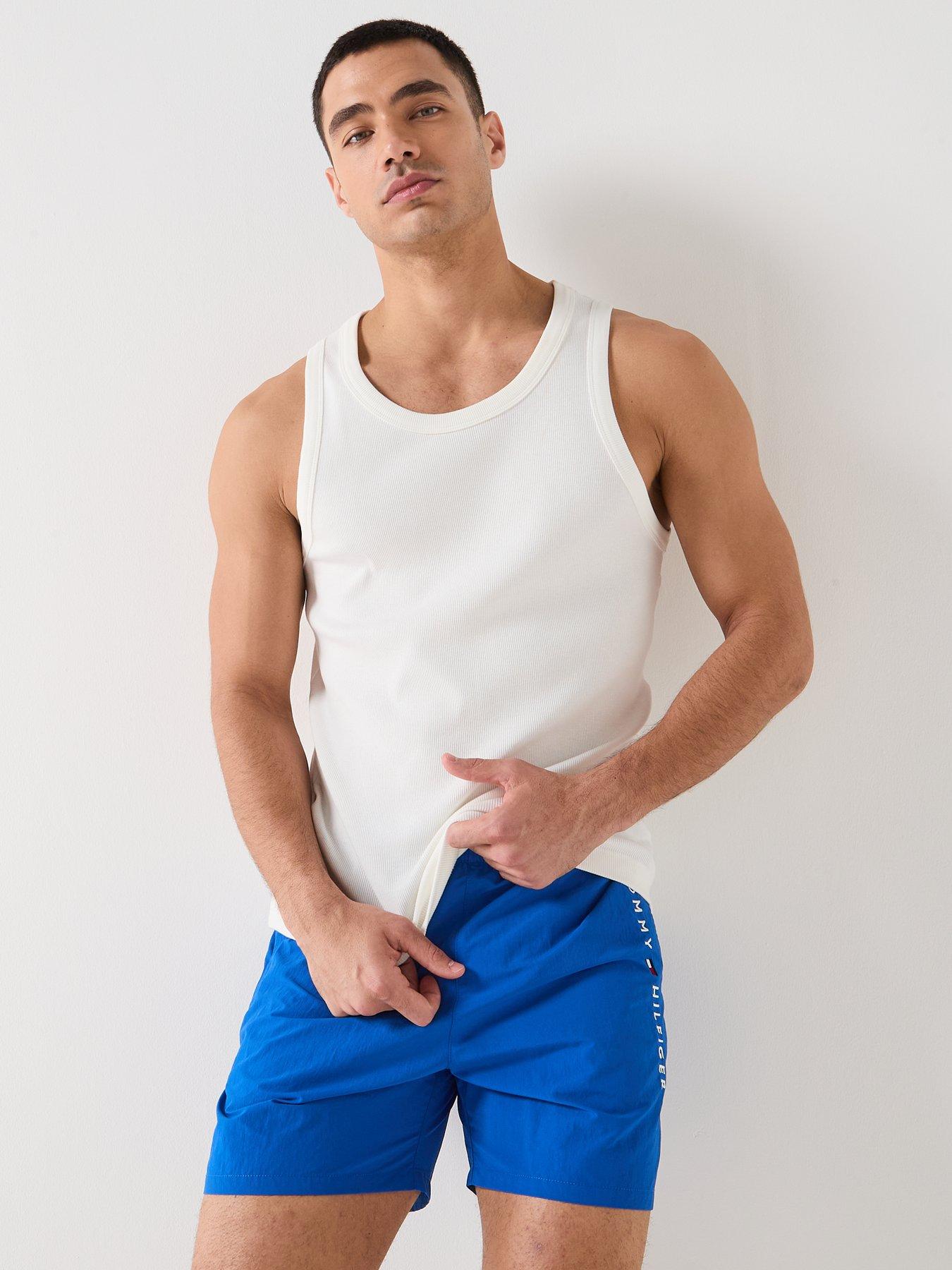  image of tommy-hilfiger-side-linear-logo-swimshorts-blue