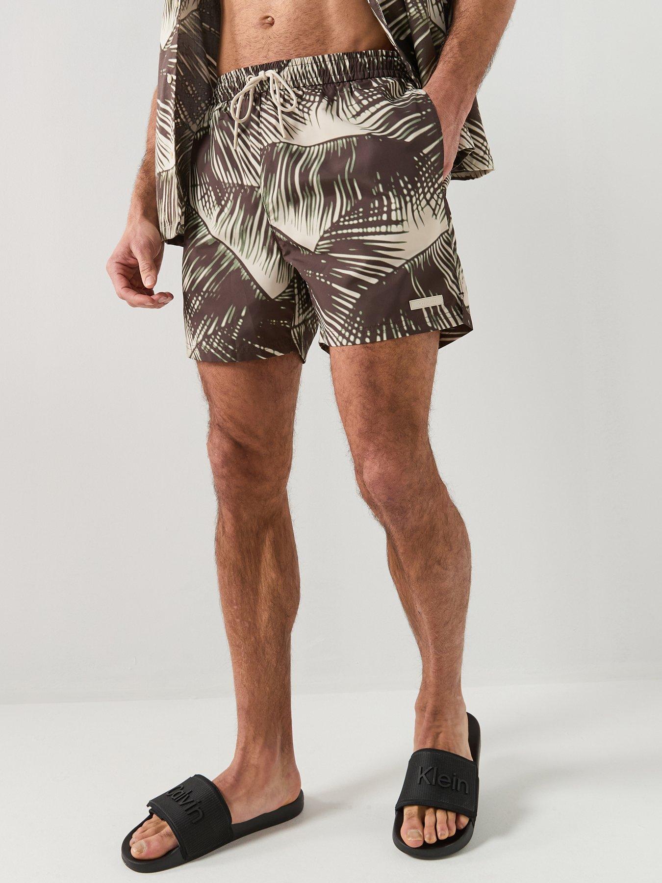Image 1 of 6 of Calvin Klein Essential Pam Leaf Medium Swim Shorts - Black