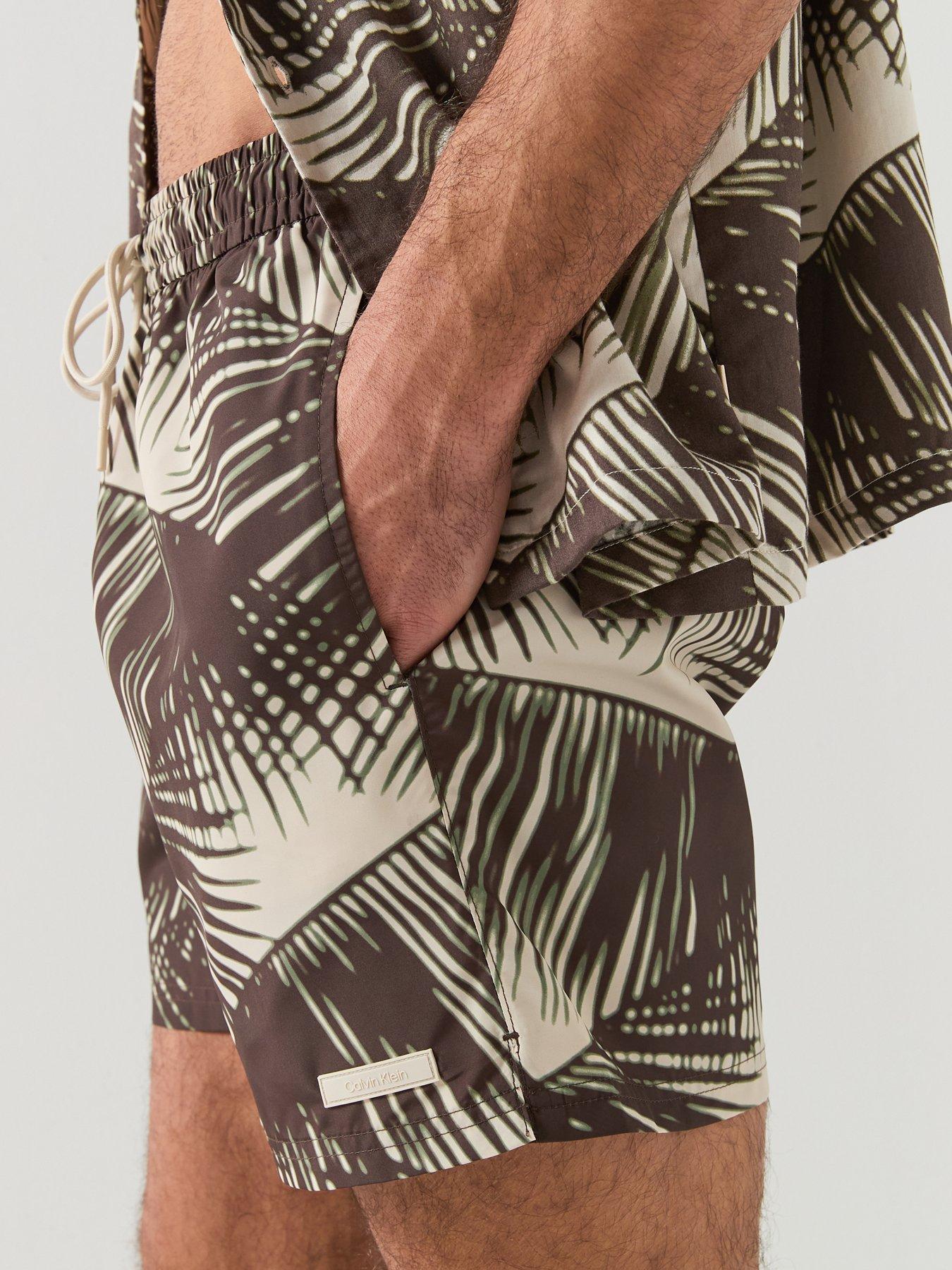 Image 4 of 6 of Calvin Klein Essential Pam Leaf Medium Swim Shorts - Black