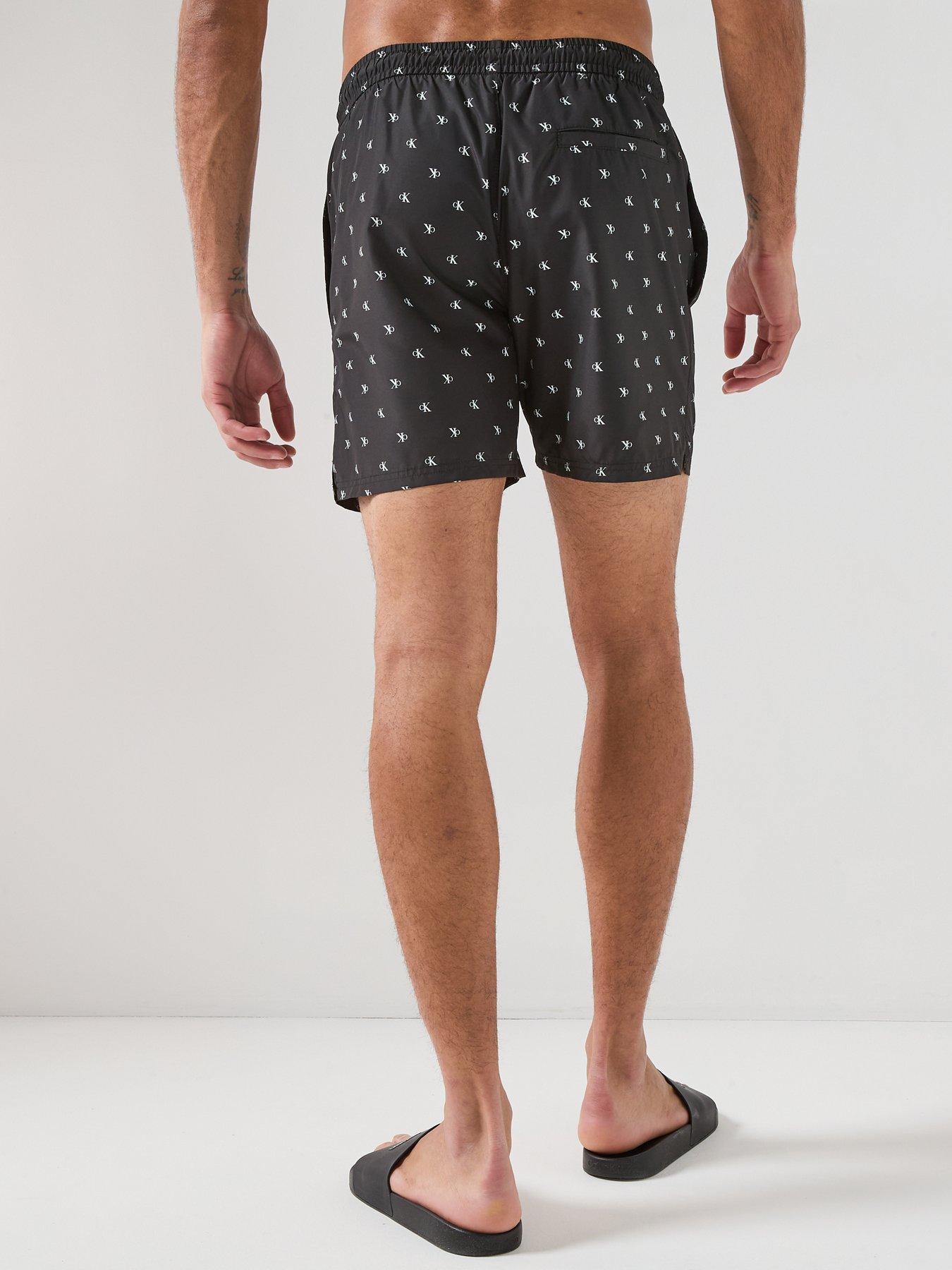 Image 2 of 6 of Calvin Klein Essenital All Over Logo Medium Swim Shorts - Black