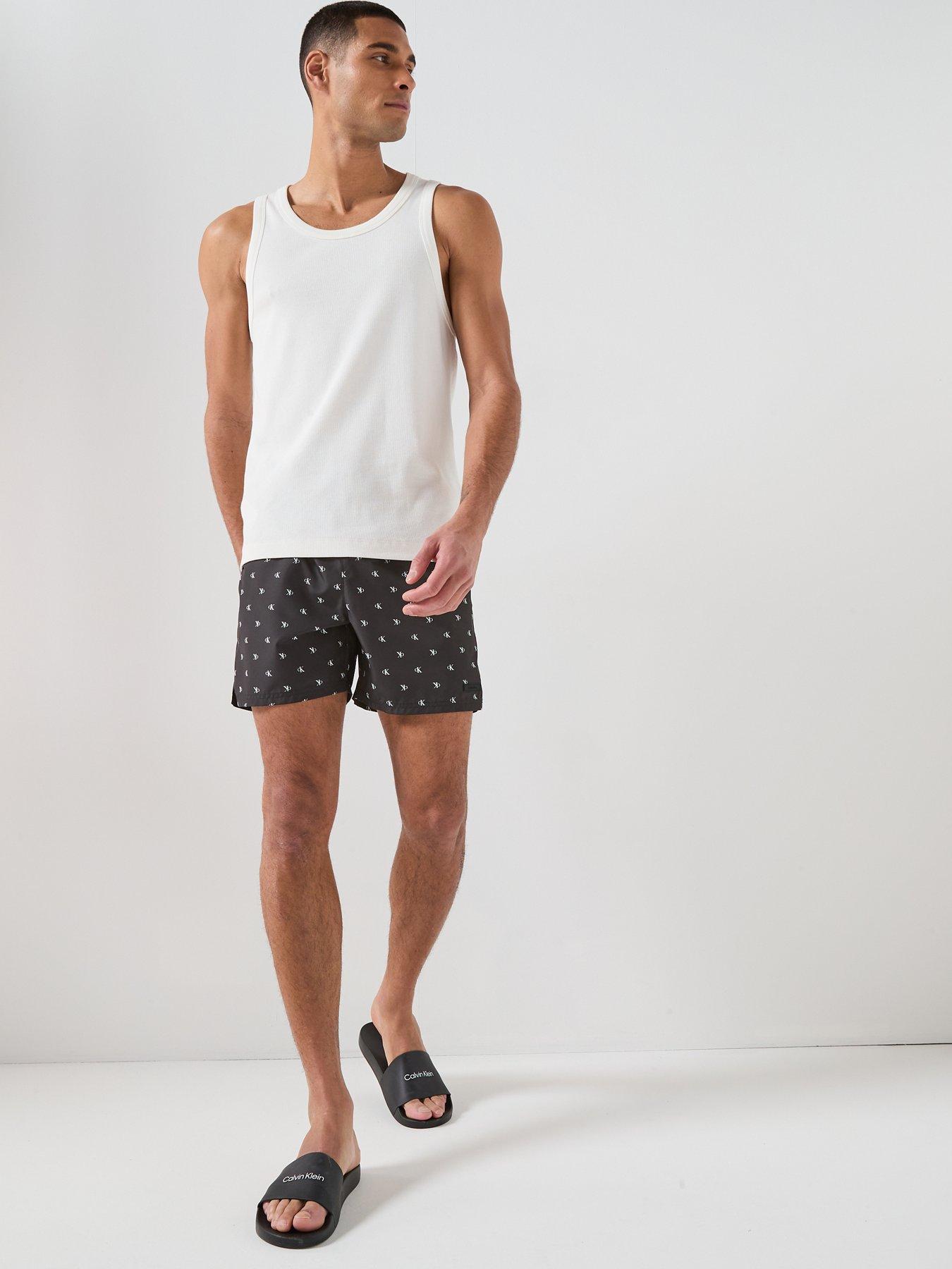 Image 3 of 6 of Calvin Klein Essenital All Over Logo Medium Swim Shorts - Black