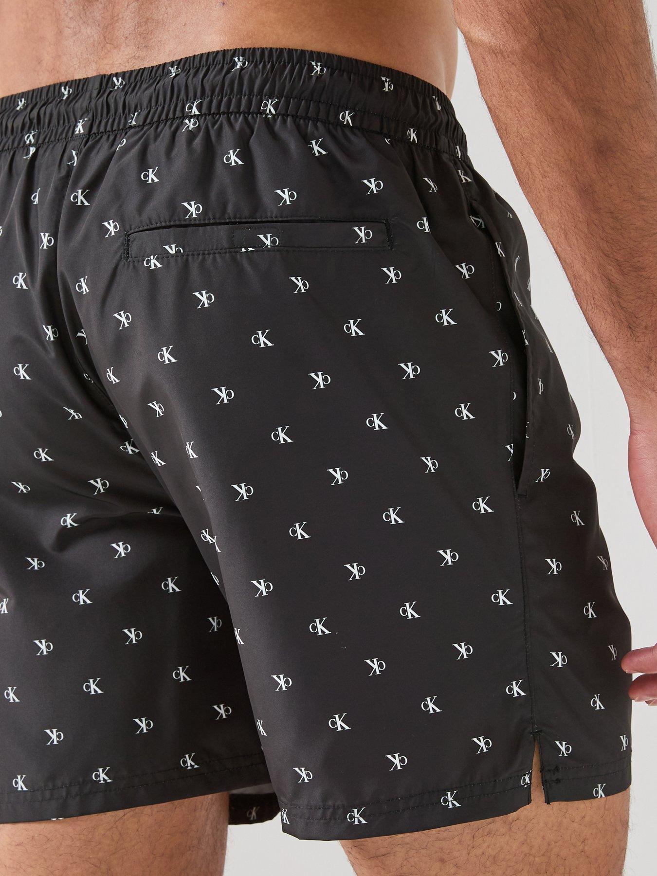 Image 4 of 6 of Calvin Klein Essenital All Over Logo Medium Swim Shorts - Black