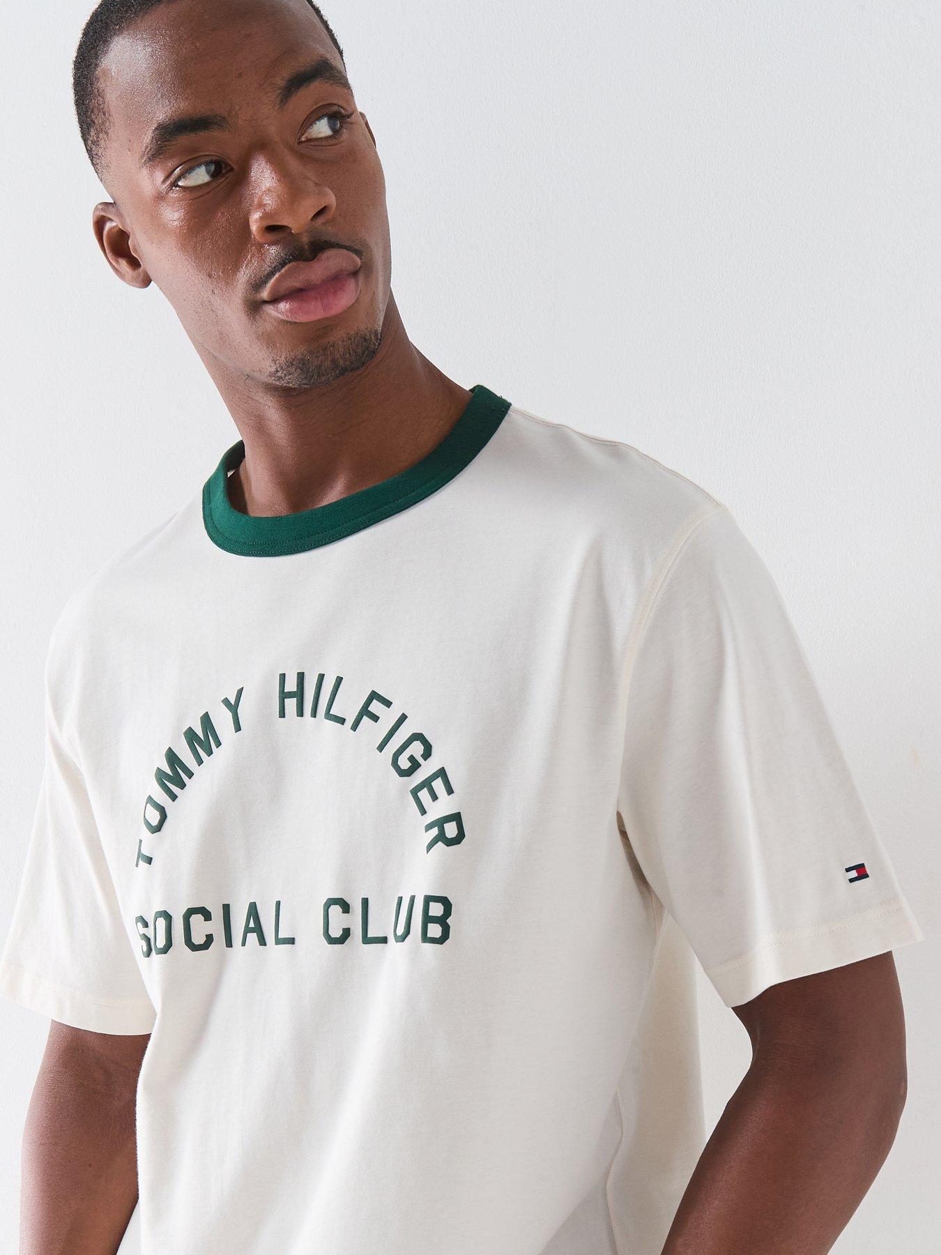 Image 4 of 4 of Tommy Hilfiger Country Club Arch Logo Ringer T-Shirt - Off White