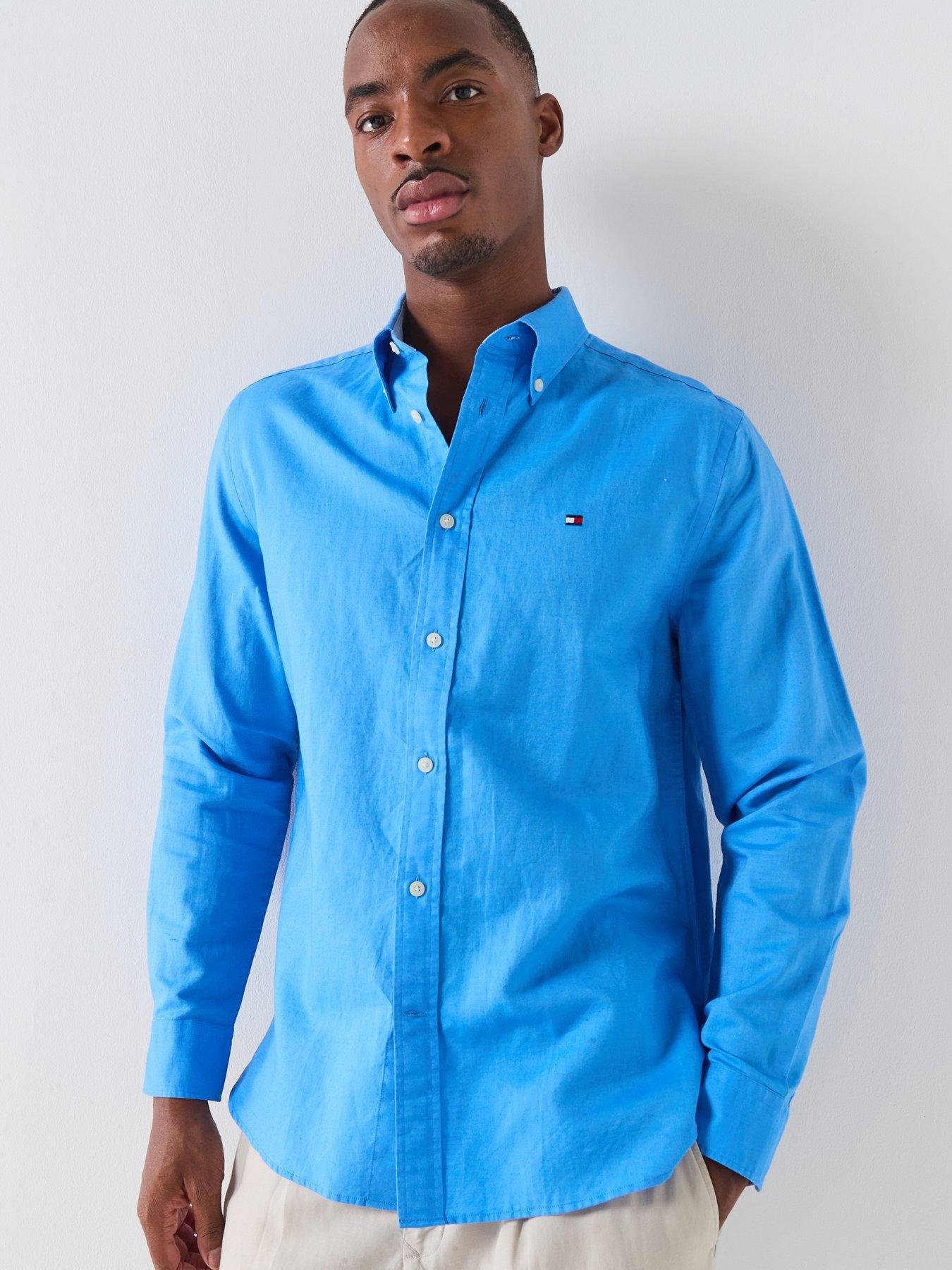 Tommy Hilfiger Regular Fit Linen Blend Shirt - Blue