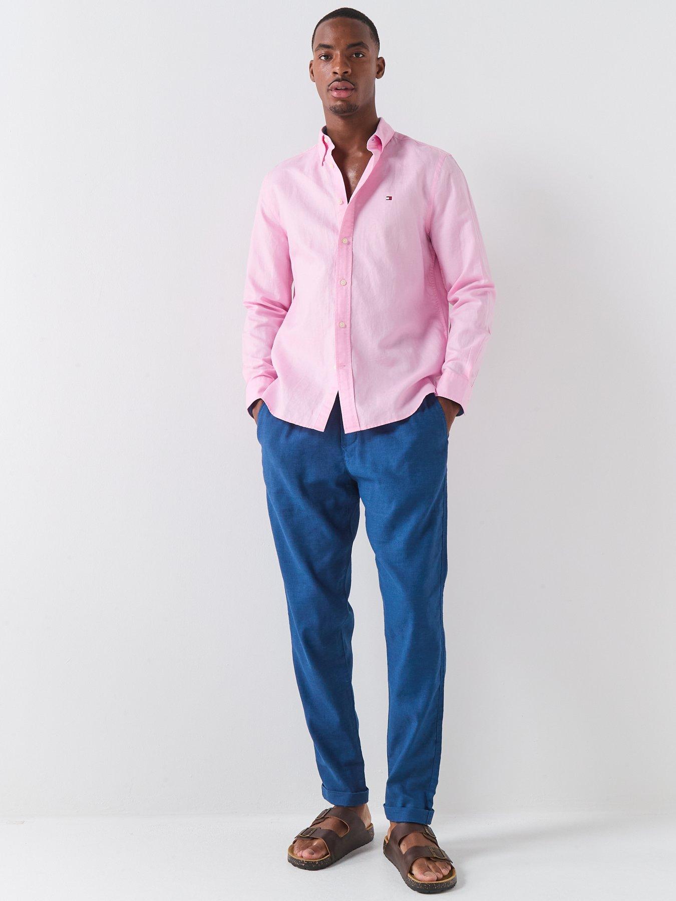 Image 3 of 4 of Tommy Hilfiger Regular Fit Linen Blend Shirt - Light Pink