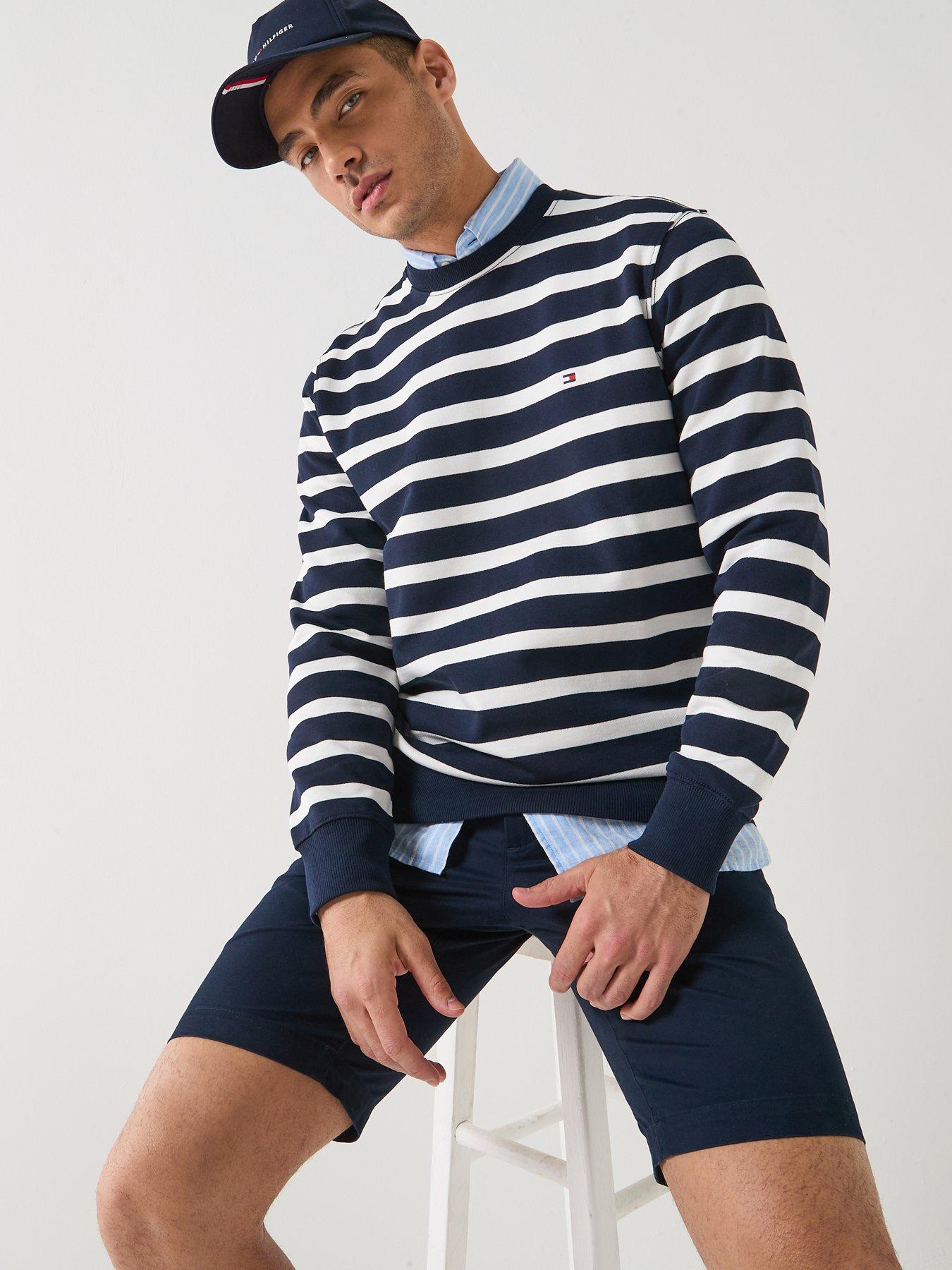 Image 4 of 6 of Tommy Hilfiger Essential Block Stripe Crew Sweatshirt - Navy
