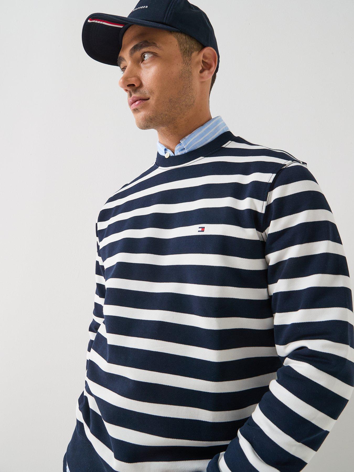 Image 6 of 6 of Tommy Hilfiger Essential Block Stripe Crew Sweatshirt - Navy