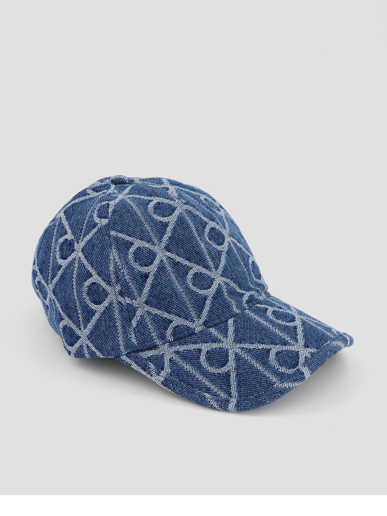 Image 1 of 4 of Calvin Klein Allover Print Jacquard Denim Baseball Cap - Blue