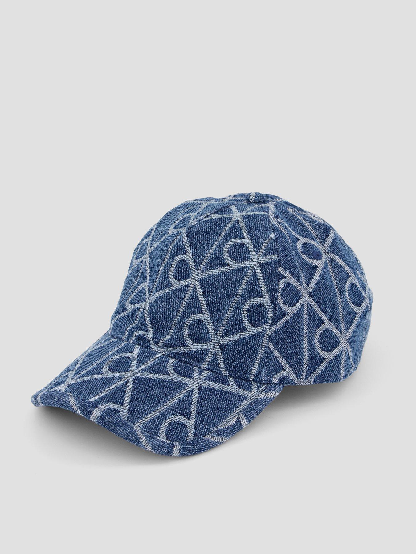 Image 2 of 4 of Calvin Klein Allover Print Jacquard Denim Baseball Cap - Blue