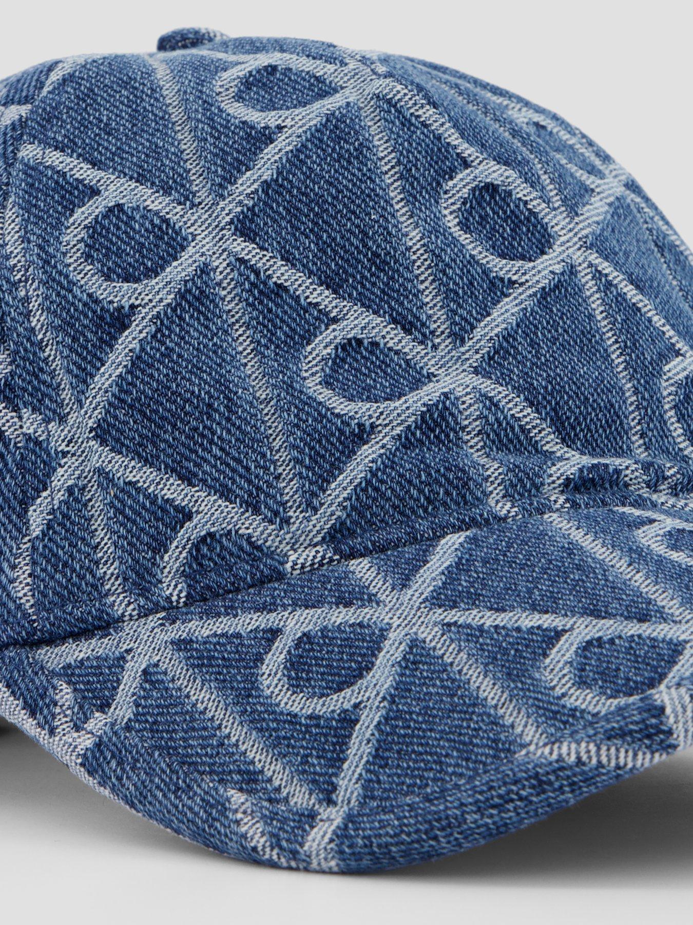 Image 3 of 4 of Calvin Klein Allover Print Jacquard Denim Baseball Cap - Blue