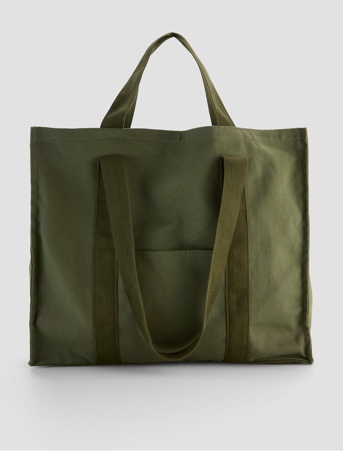 The Very Collection Canvas Double Strap Tote Bag - Green