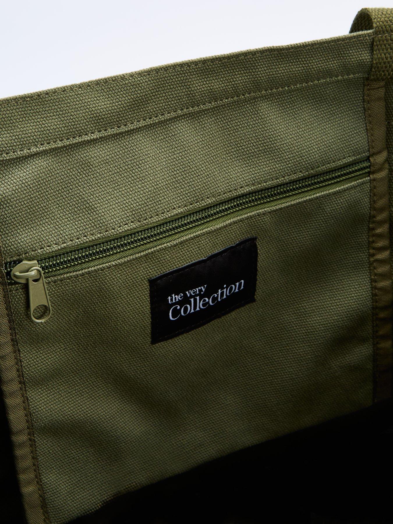 Image 4 of 4 of The Very Collection Canvas Double Strap Weekend Bag&nbsp;- Green