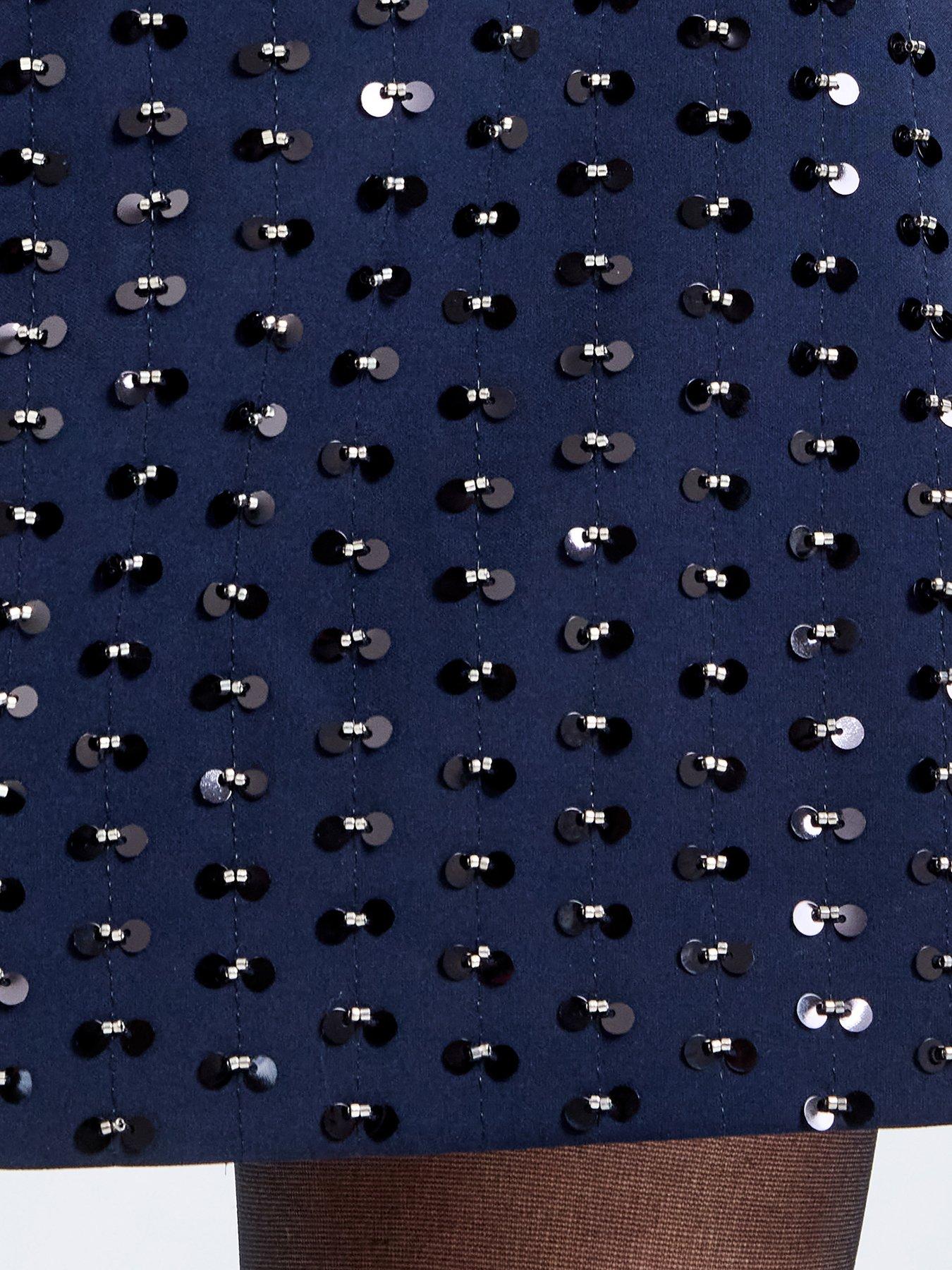 Image 4 of 6 of French Connection Embellished Mini Skirt - Navy