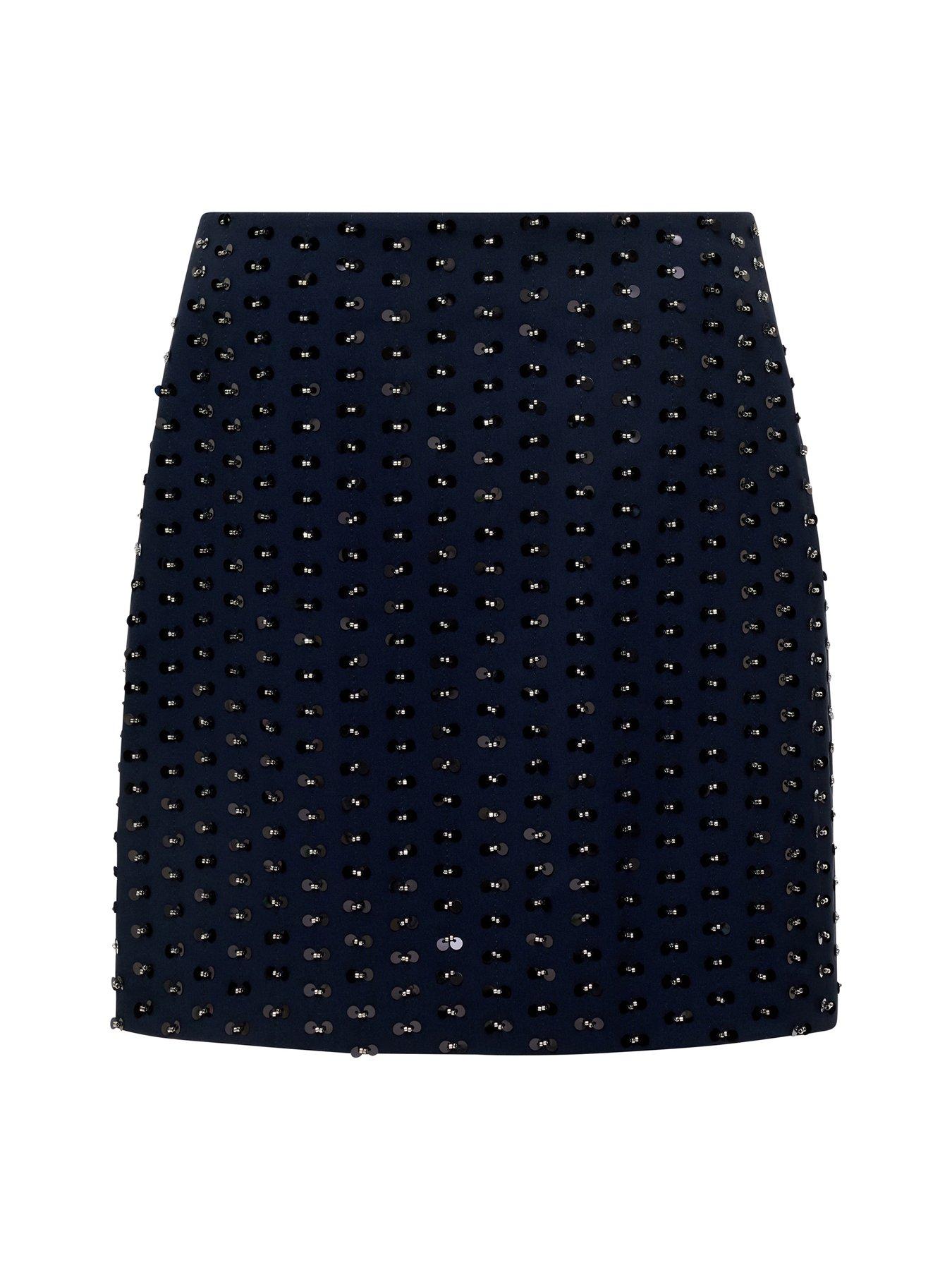 Image 6 of 6 of French Connection Embellished Mini Skirt - Navy