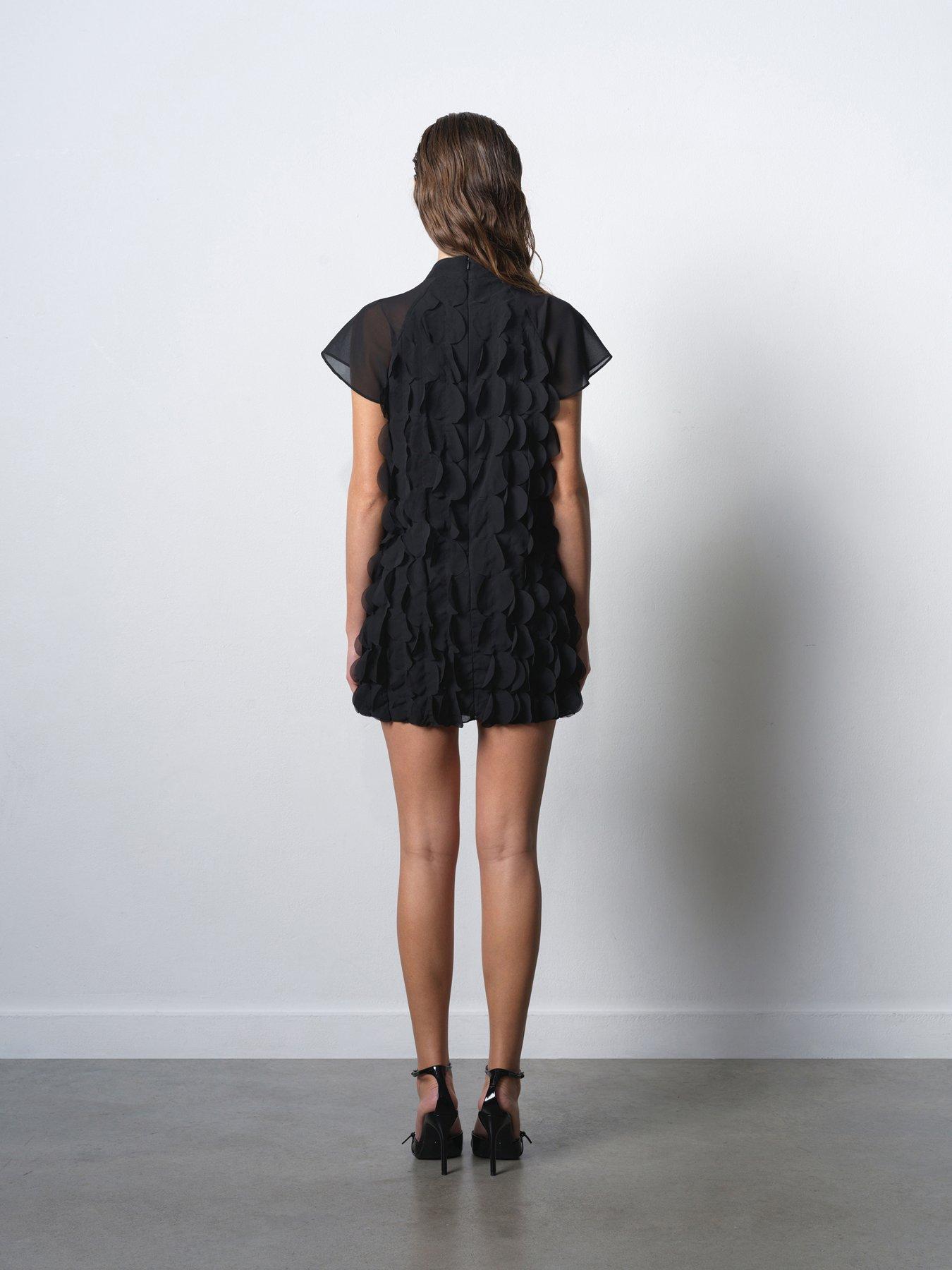 stillFront image of french-connection-mesh-applique-high-neck-capped-sleeve-mini-dress-black