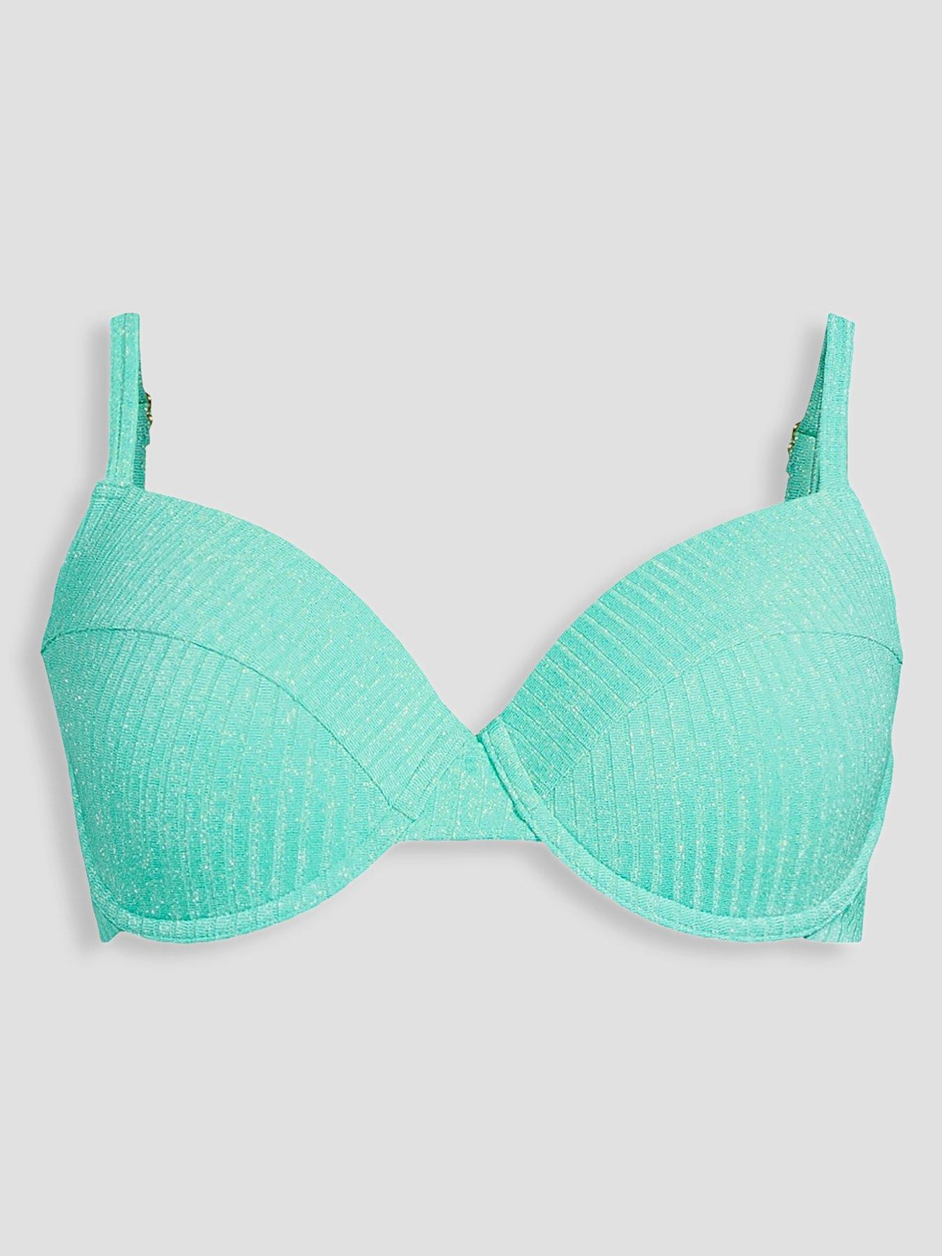 Image 7 of 7 of The Very Collection Lurex Underwire Bikini Top - Green