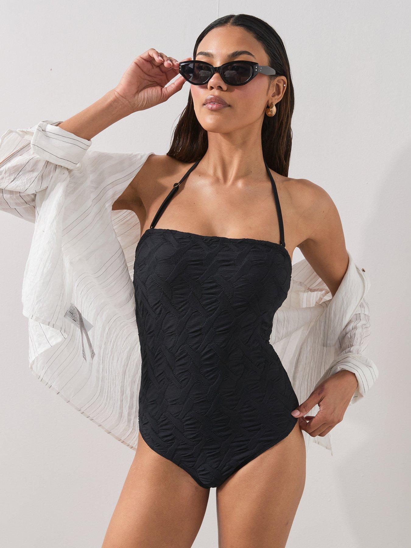 The Very Collection Bandaeu Textured Swimsuit - Black