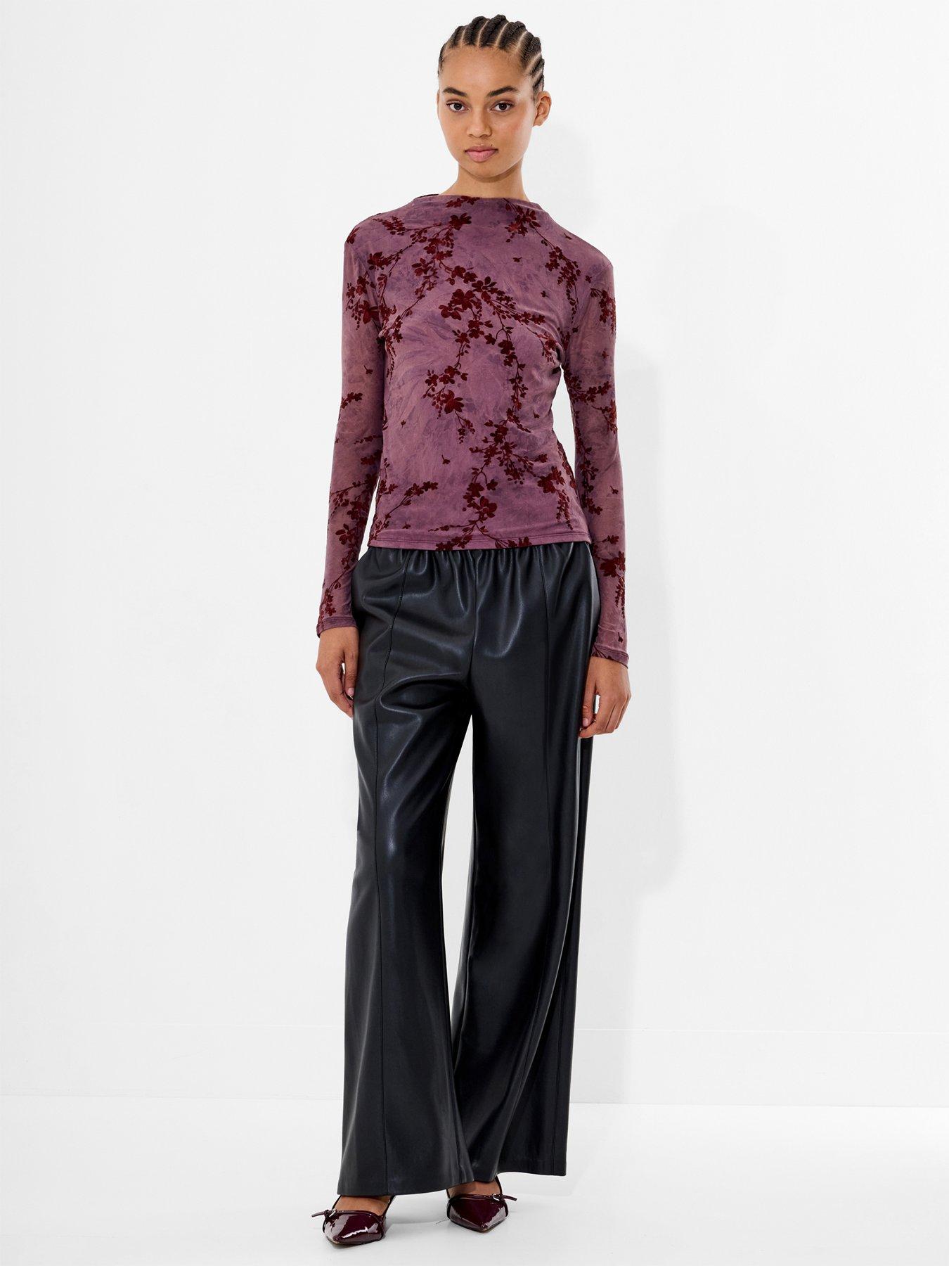Image 3 of 6 of French Connection High Neck Long Sleeve Floral Mesh Top