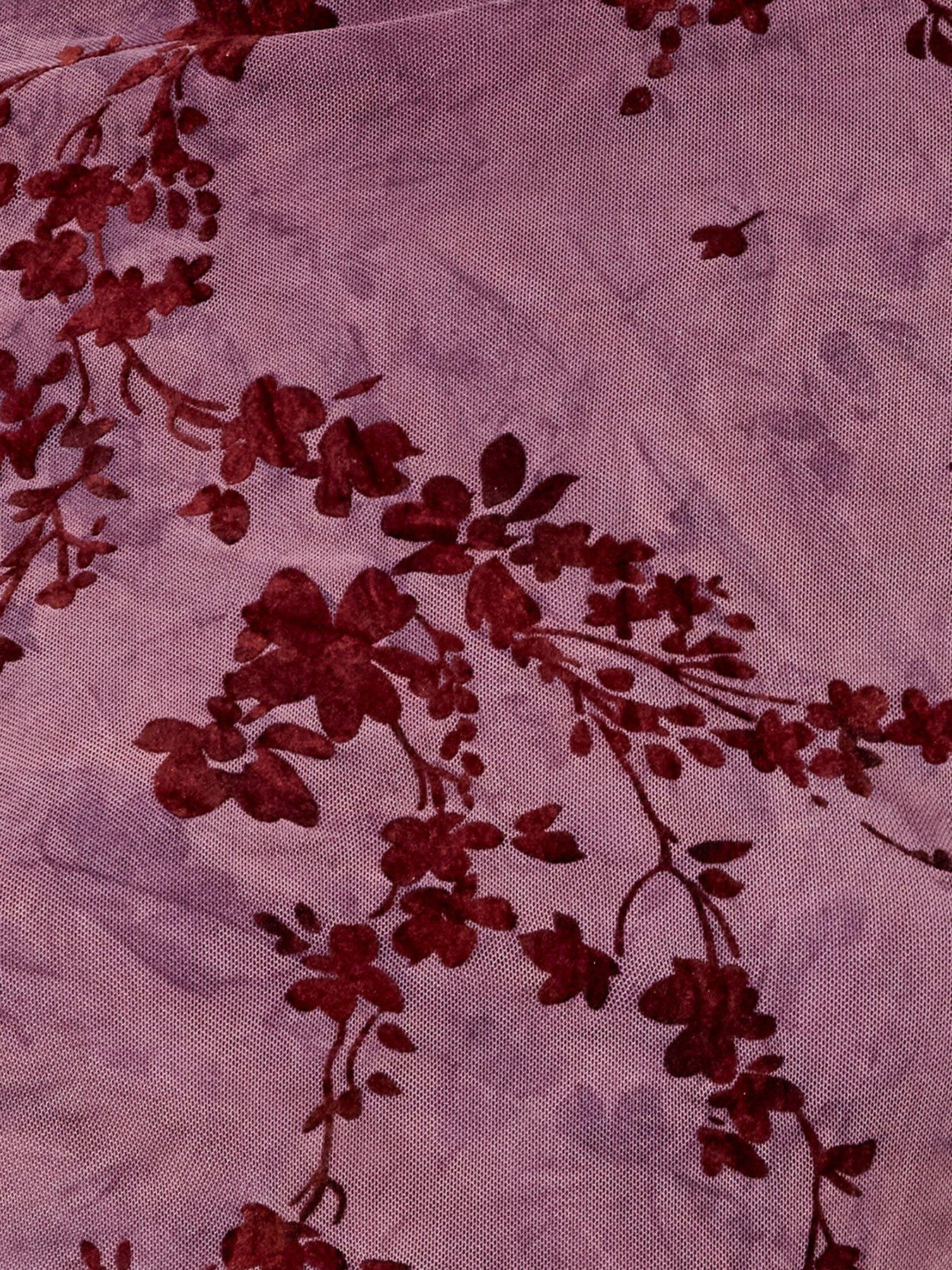 Image 5 of 6 of French Connection High Neck Long Sleeve Floral Mesh Top