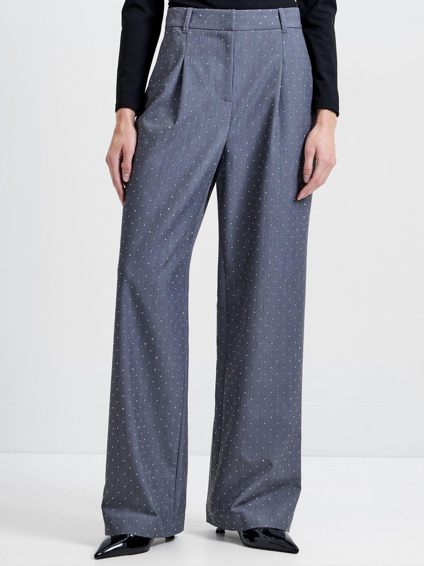 French Connection Diamante Darted Tailored Trousers - Grey