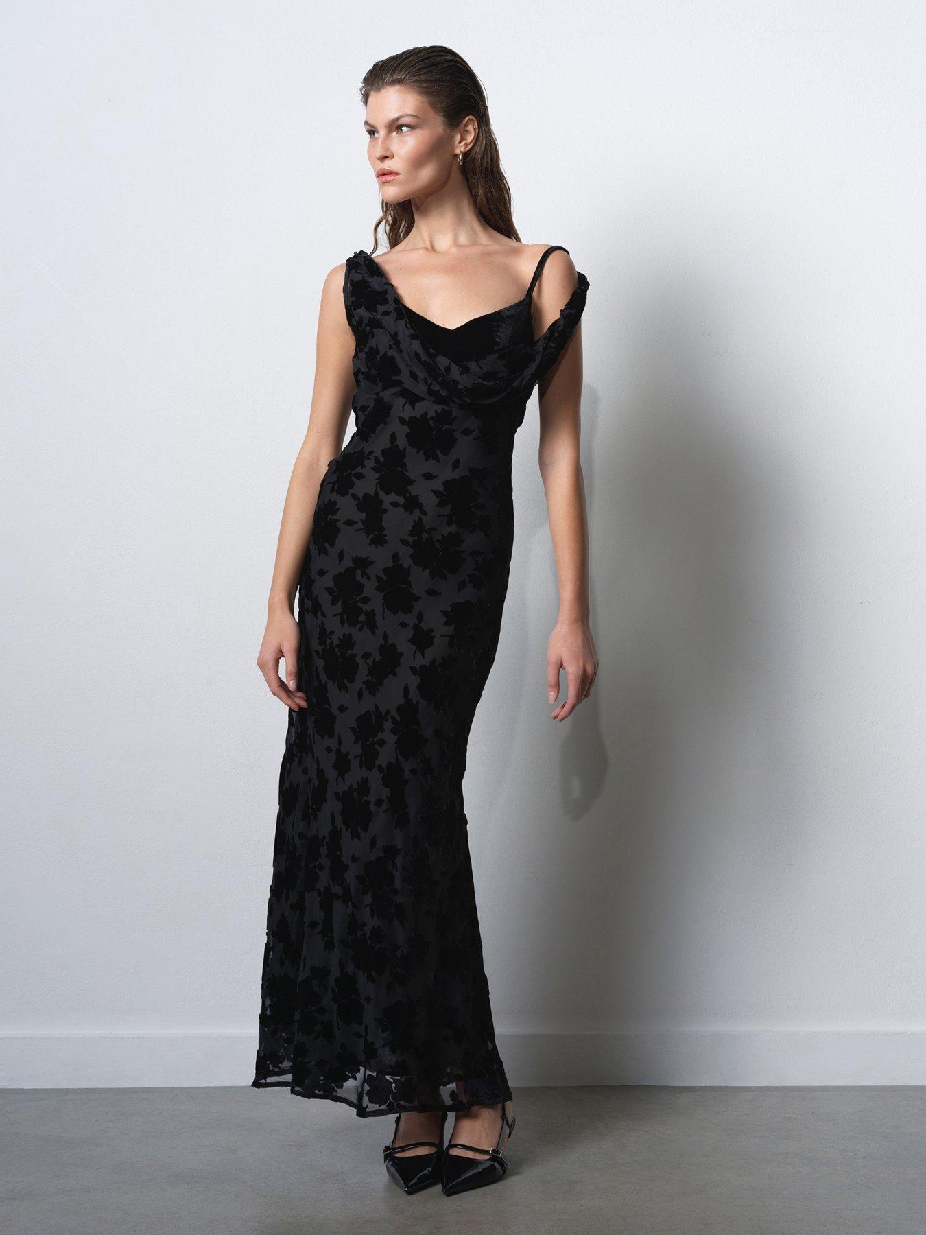 french-connection-cowl-neck-floral-print-bias-cut-midi-dress-black