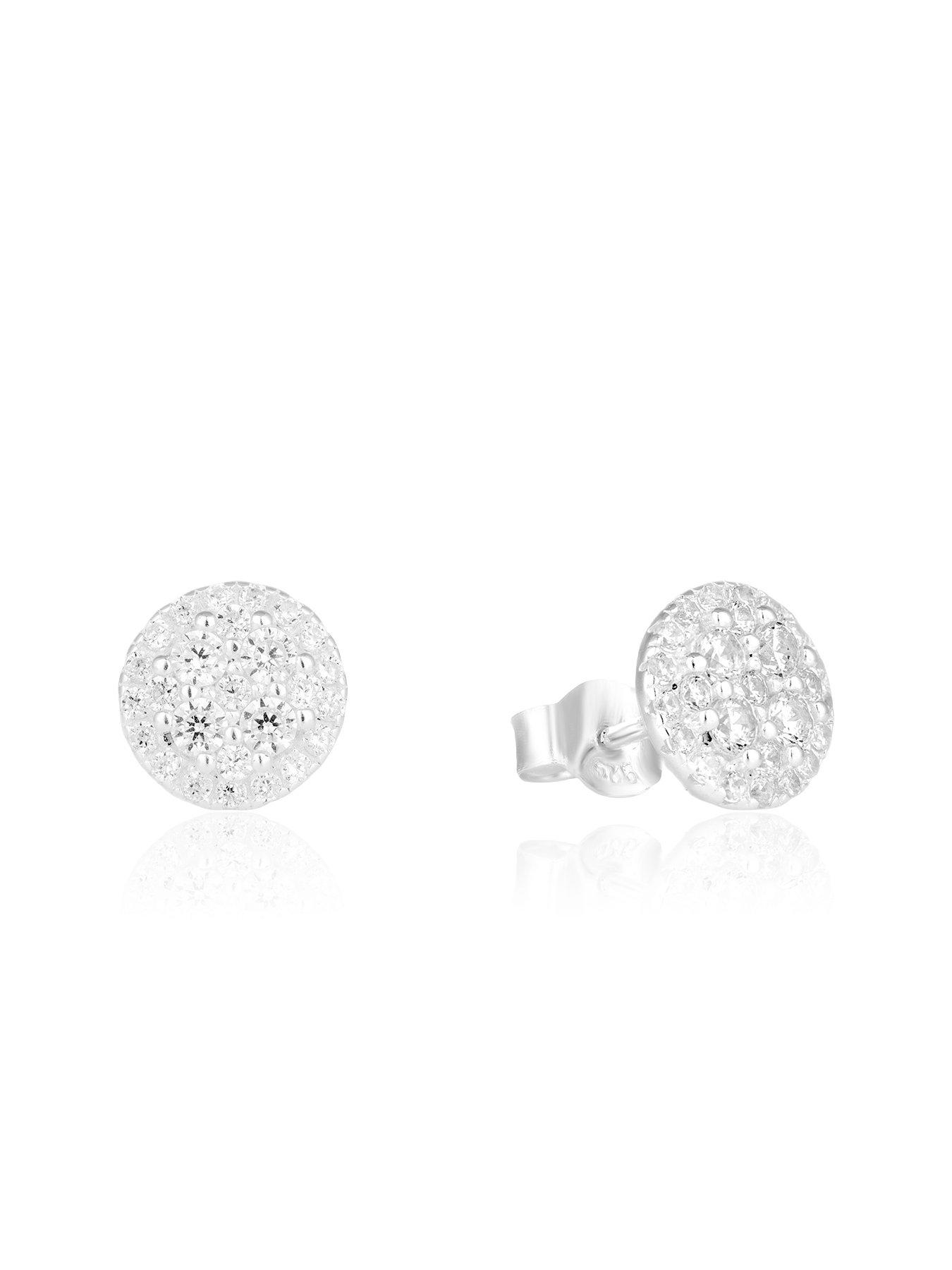 Image 3 of 5 of The Love Collection Sterling Silver Cluster CZ Round Stud Earring and Pendant Set