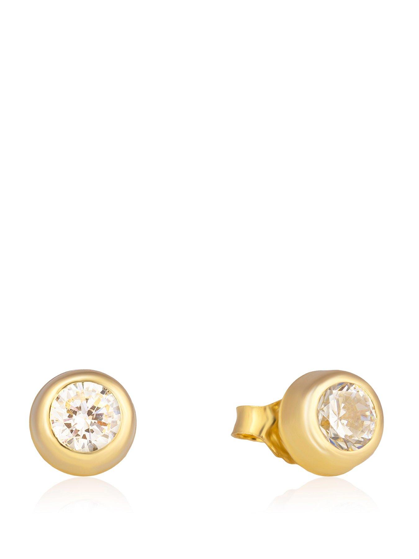 The Love Collection 9ct Gold CZ Rubover Stud Earrings