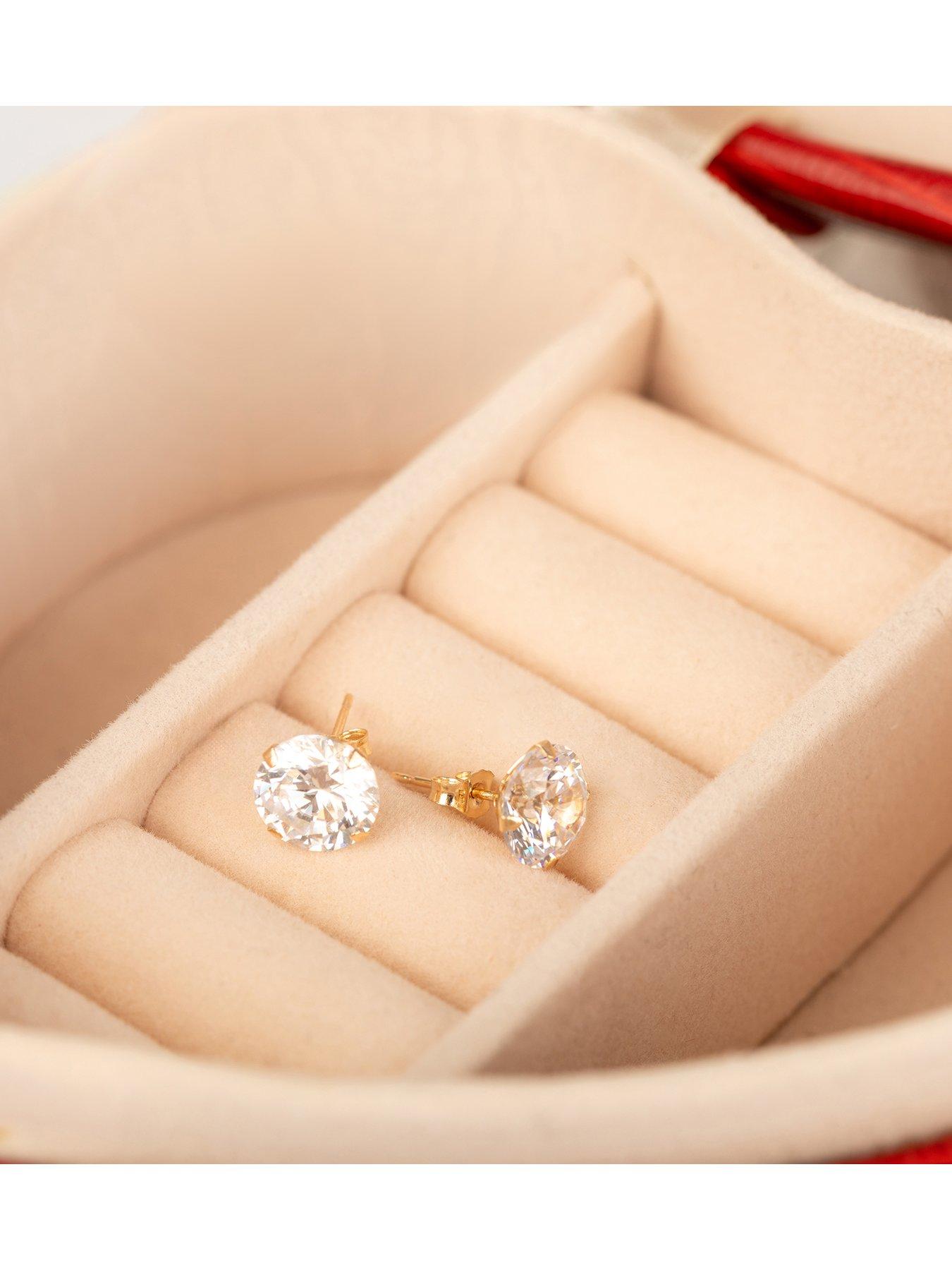  image of the-love-collection-9ct-gold-8mm-cubic-zirconia-stud-earrings