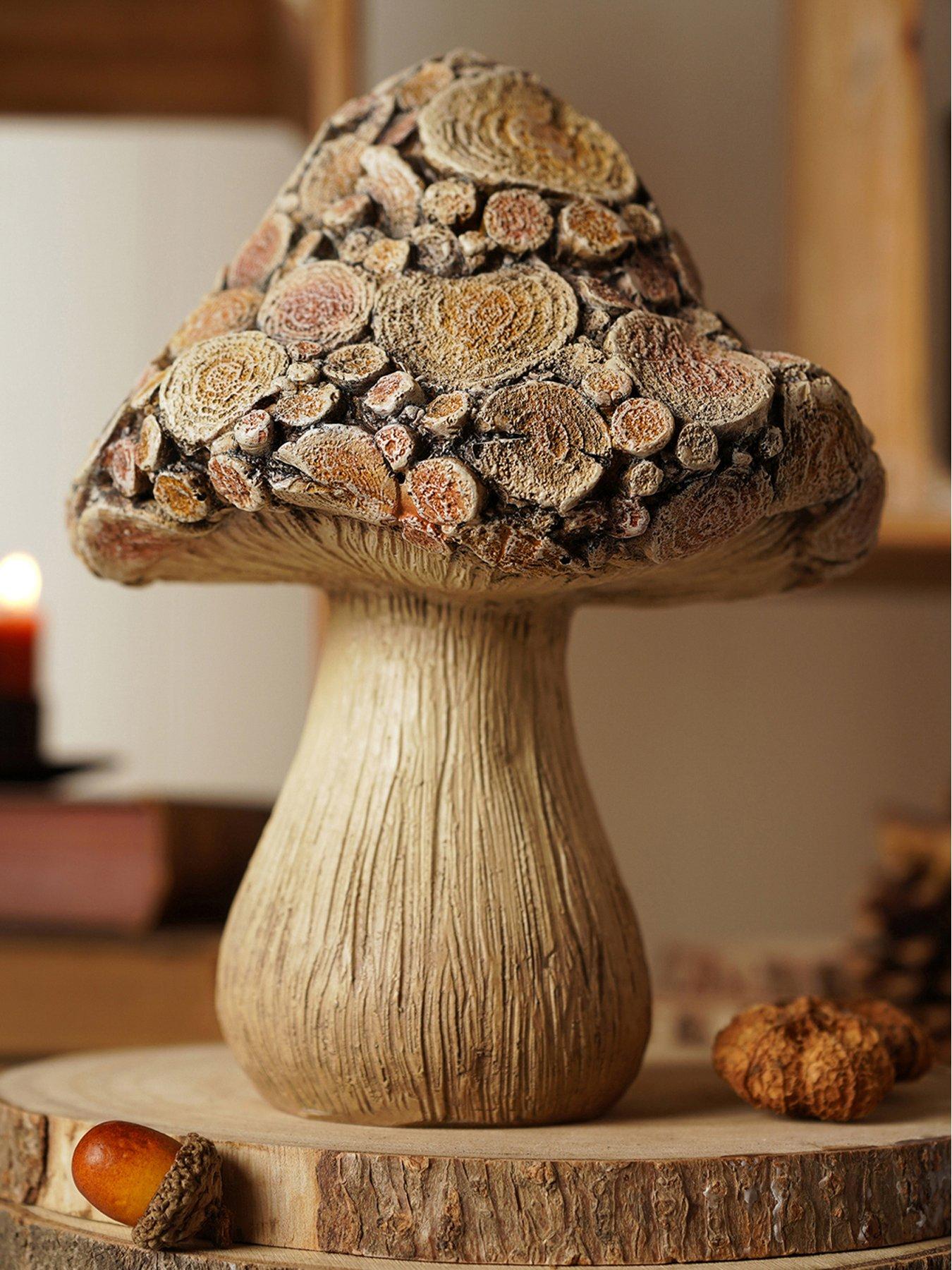 Country Living Country Living Wood Effect Mushroom with Log - 20cms