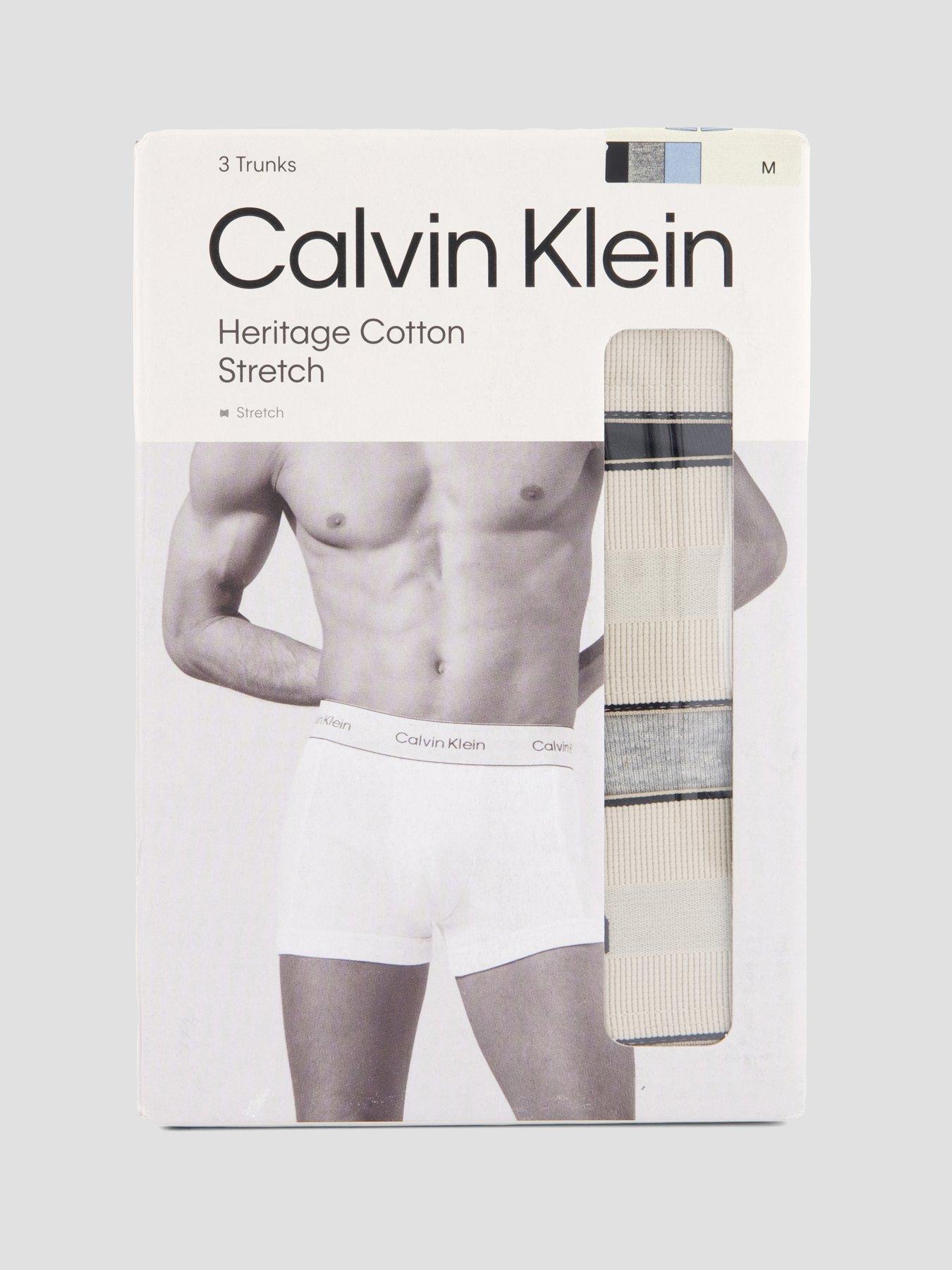 Image 4 of 4 of Calvin Klein Underwear 3 Pack Heritage Cotton Trunks - Assorted