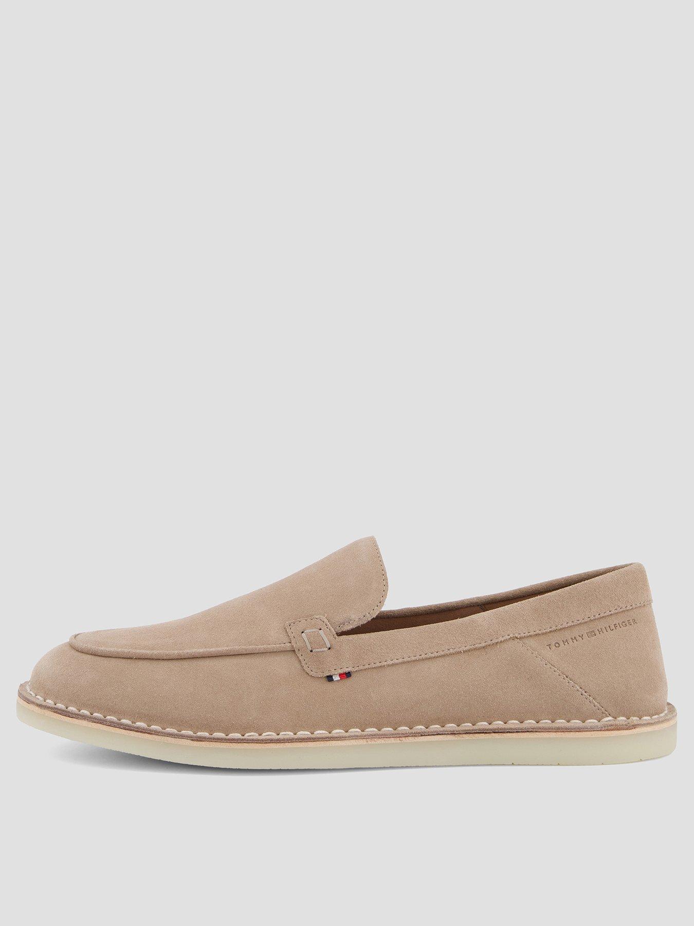 front image of tommy-hilfiger-stitchdown-suede-loafer-natural