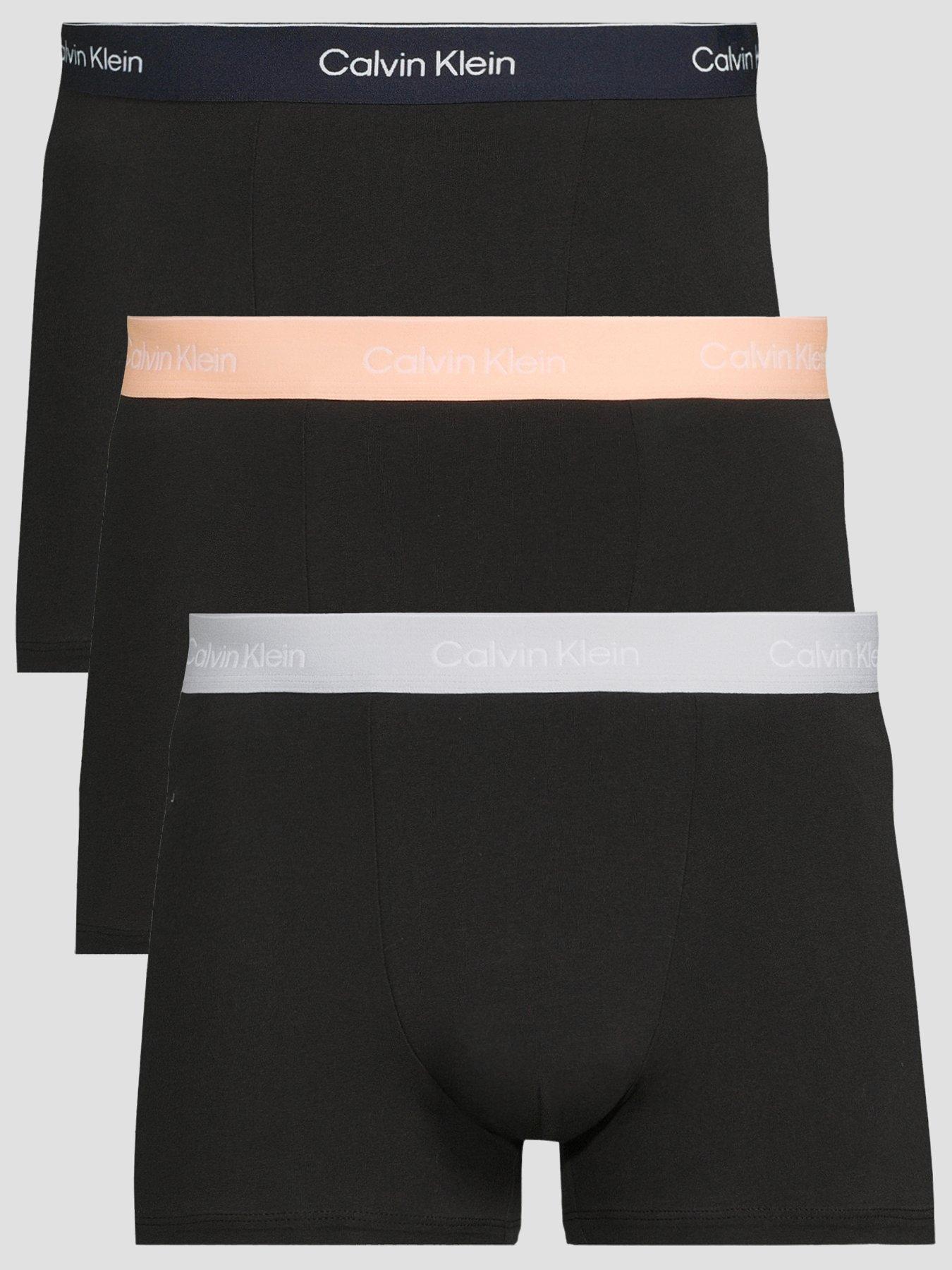 Image 1 of 3 of Calvin Klein Underwear Icon Cotton Stretch 3 Pack Relaxed Trunks - Black