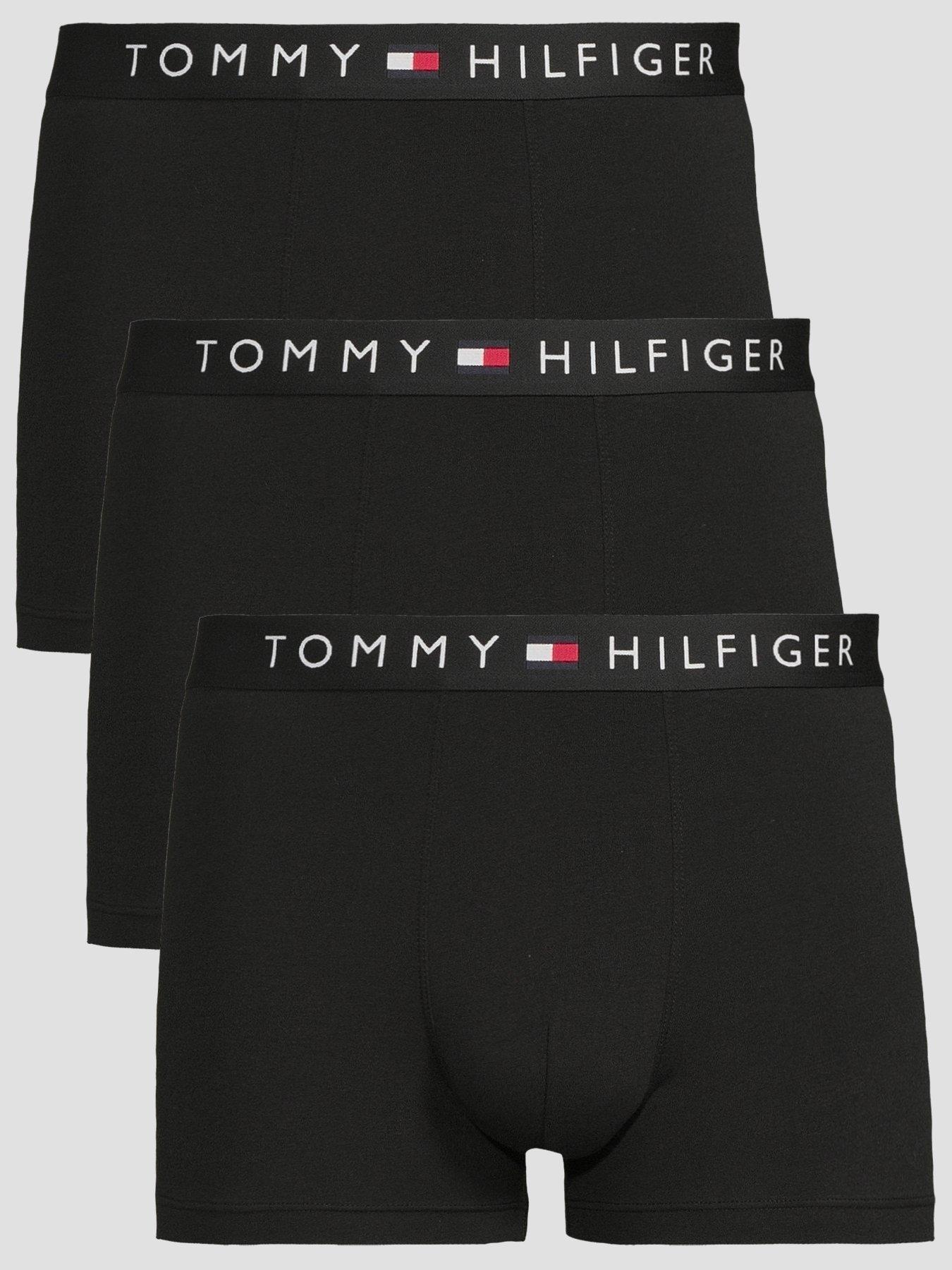 front image of tommy-hilfiger-3-pack-everyday-essentials-trunks-black