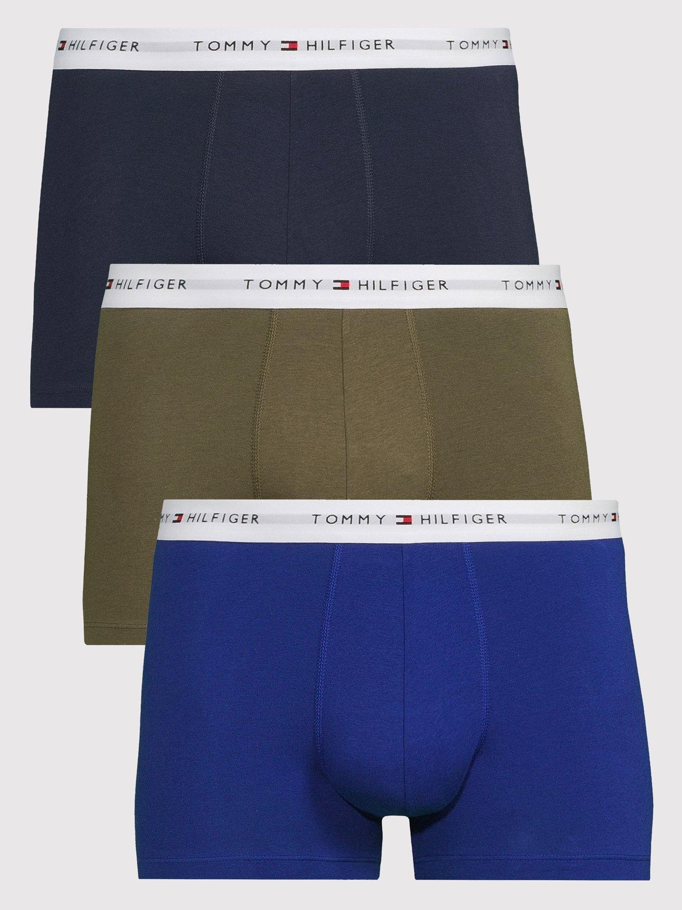 front image of tommy-hilfiger-3-pack-signature-cotton-essentials-trunks-assorted