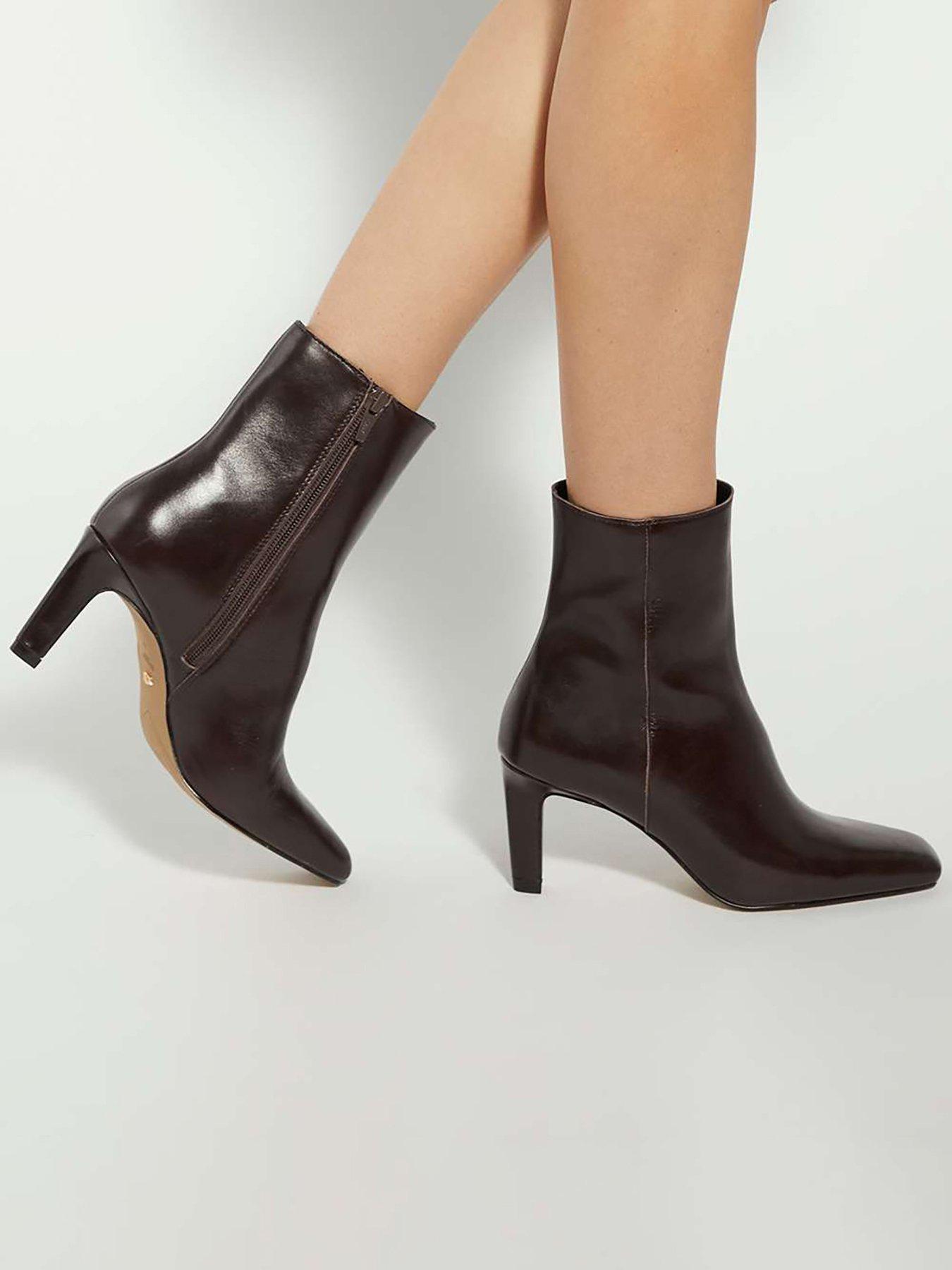  image of dune-london-ovation-square-toe-heeled-boots-brown