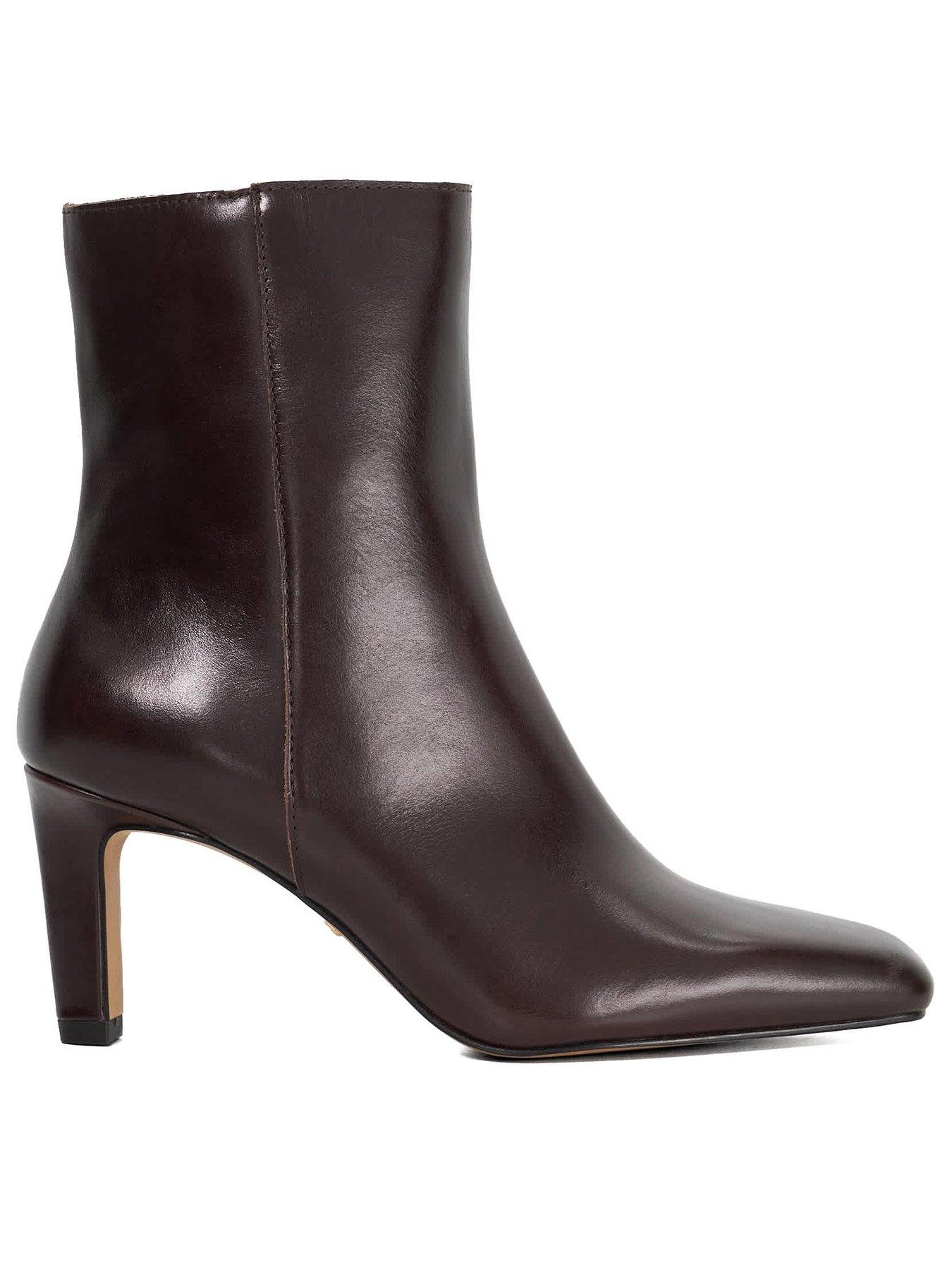  image of dune-london-ovation-square-toe-heeled-boots-brown