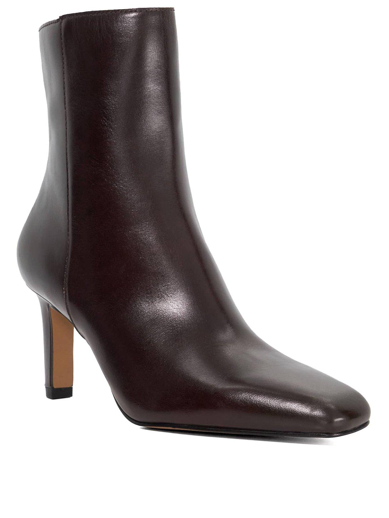  image of dune-london-ovation-square-toe-heeled-boots-brown
