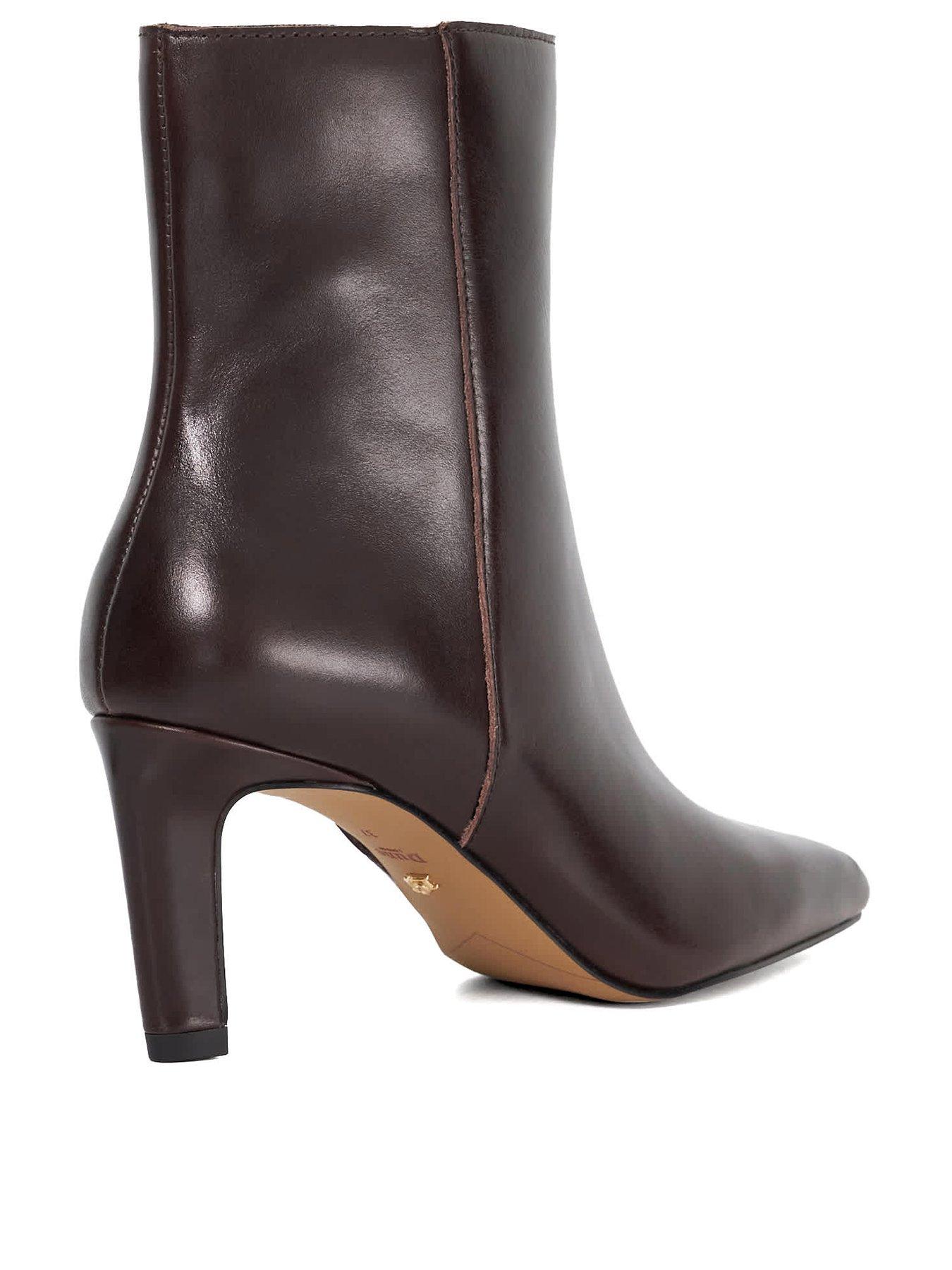  image of dune-london-ovation-square-toe-heeled-boots-brown
