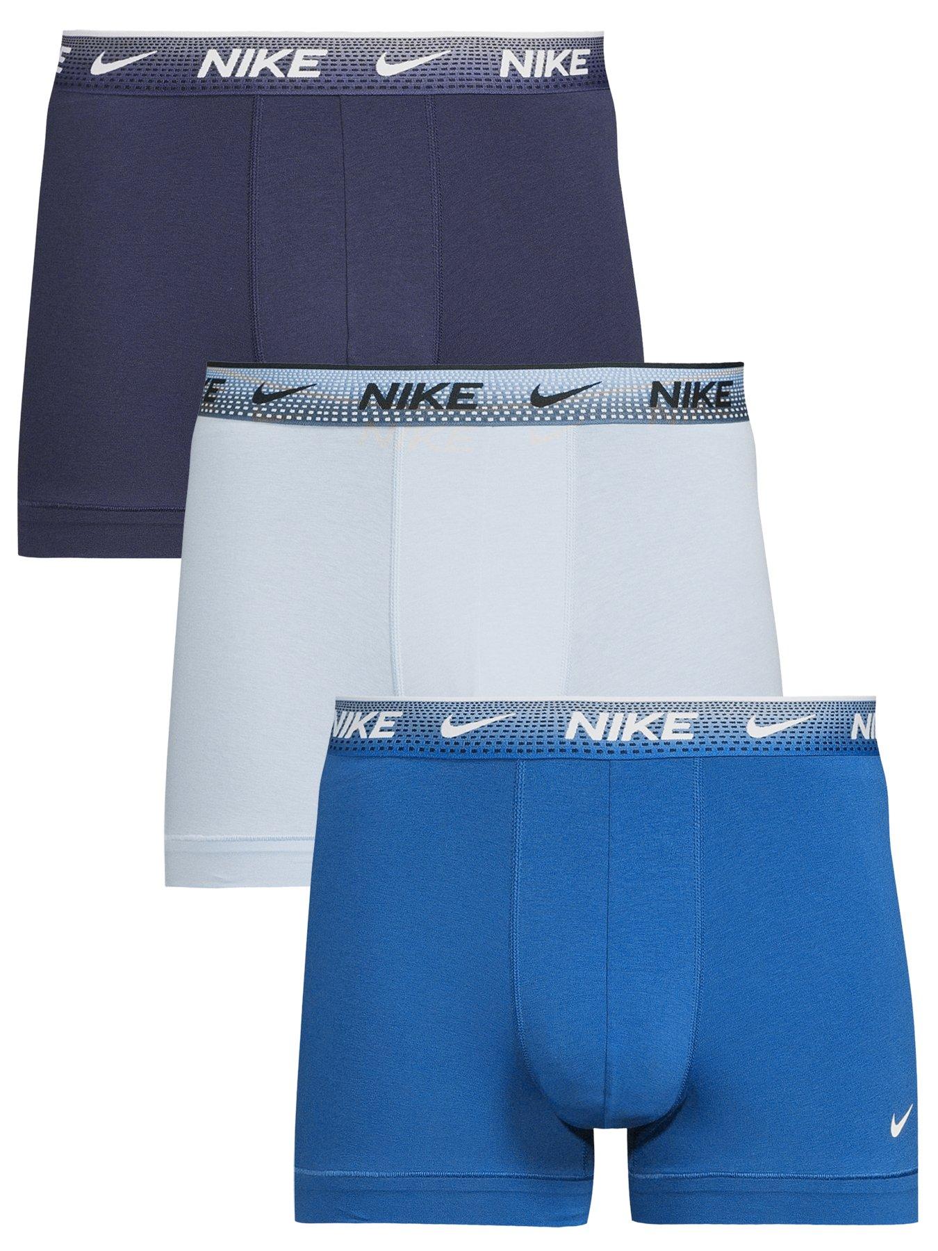 Nike Cotton Stretch 3 Pack Trunks - Blue